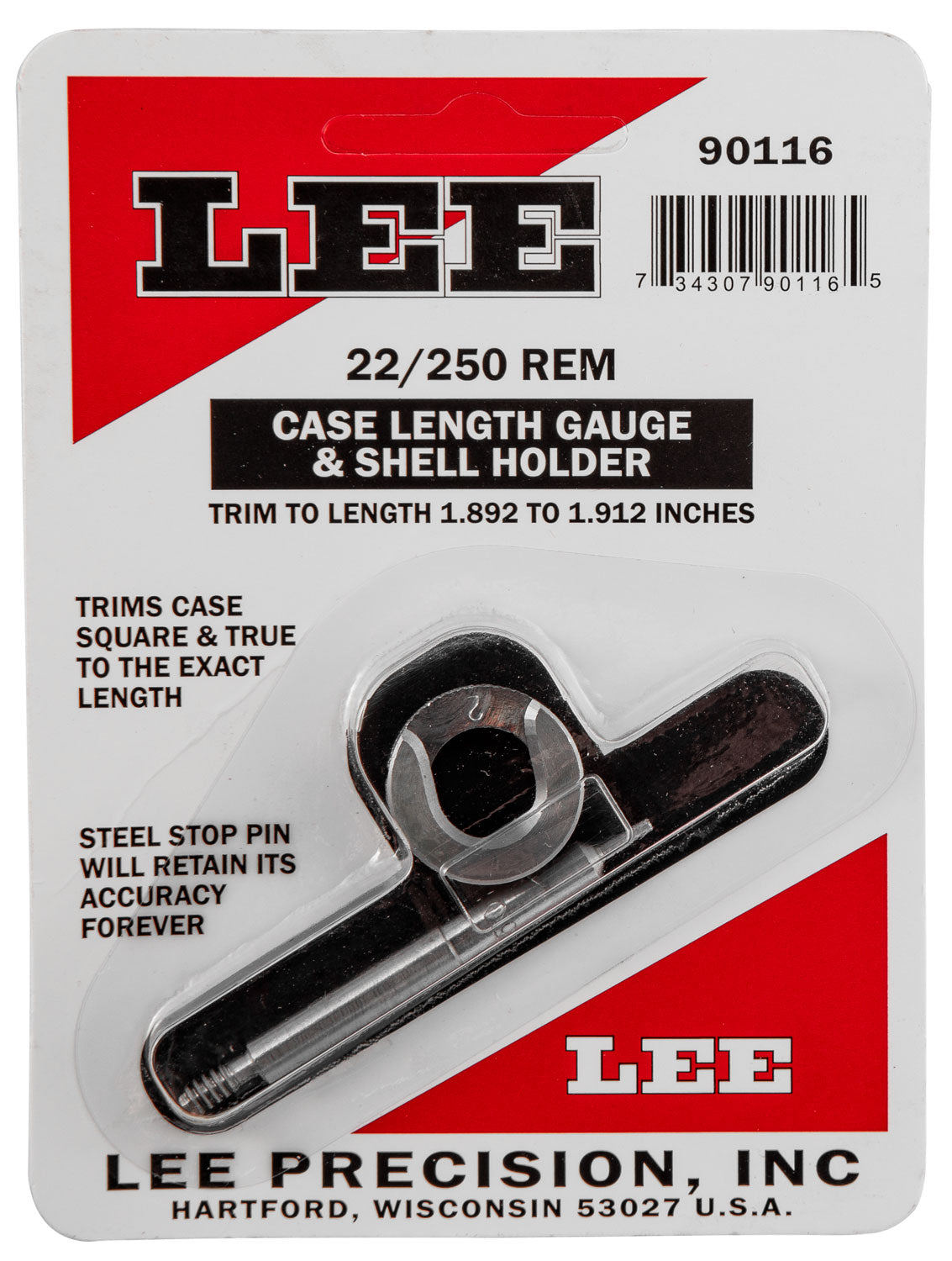 LEE 90116 GAUGE/HOLDER 22/250 REM
