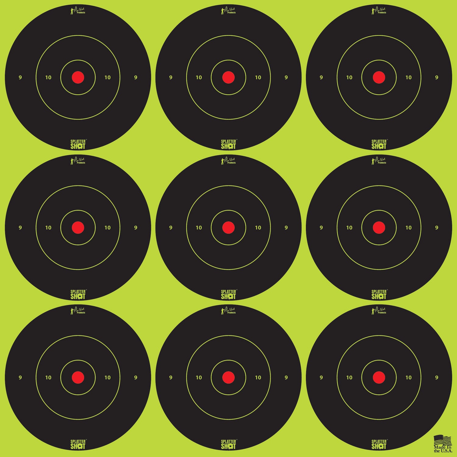 PROSHOT 2B-GREEN-108      2" SPLATTER BULLSEYE TRG
