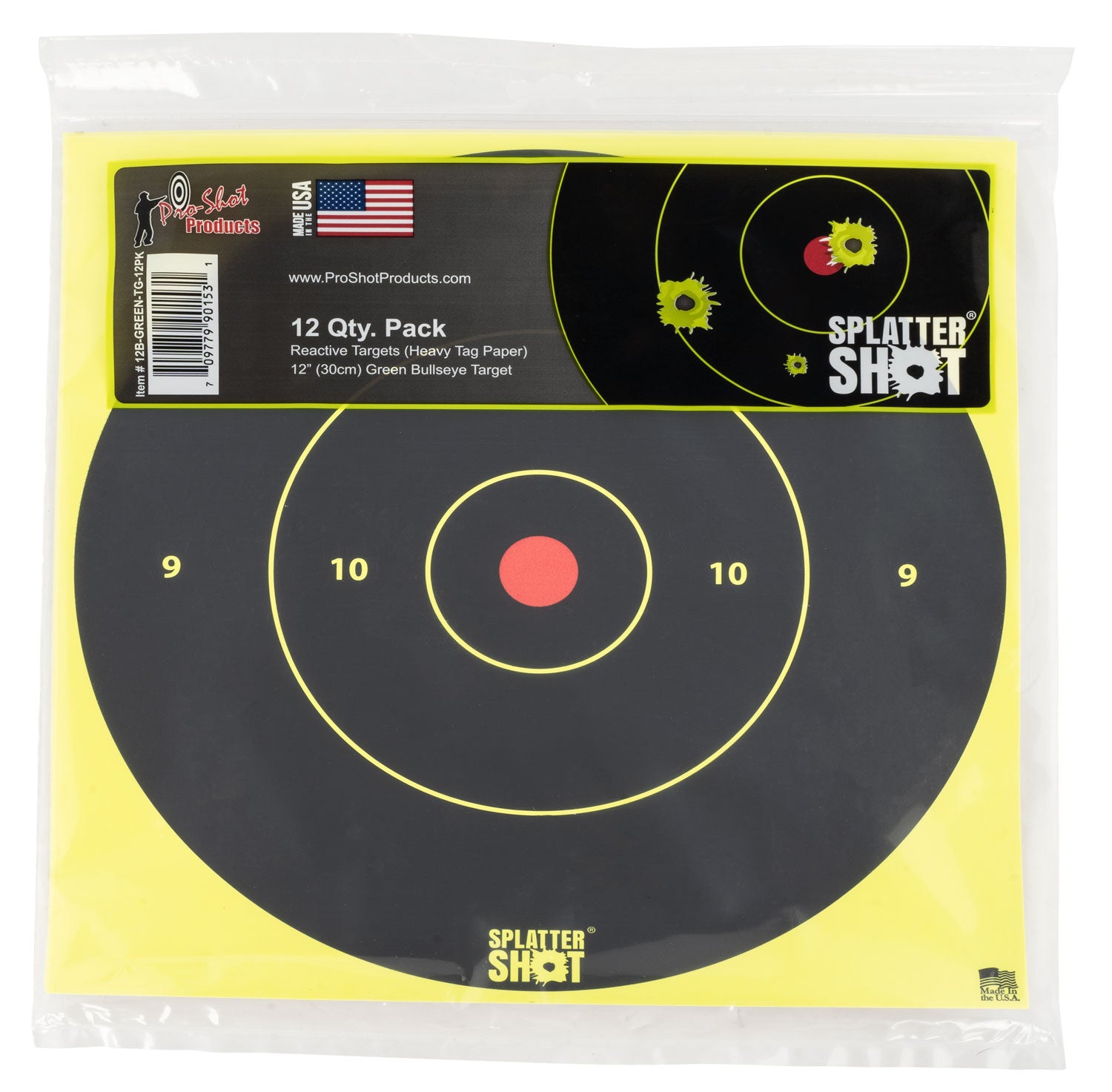 PROSHOT 12B-GREEN-TG12PK 12" SPLATTER BULLSEYE GRN