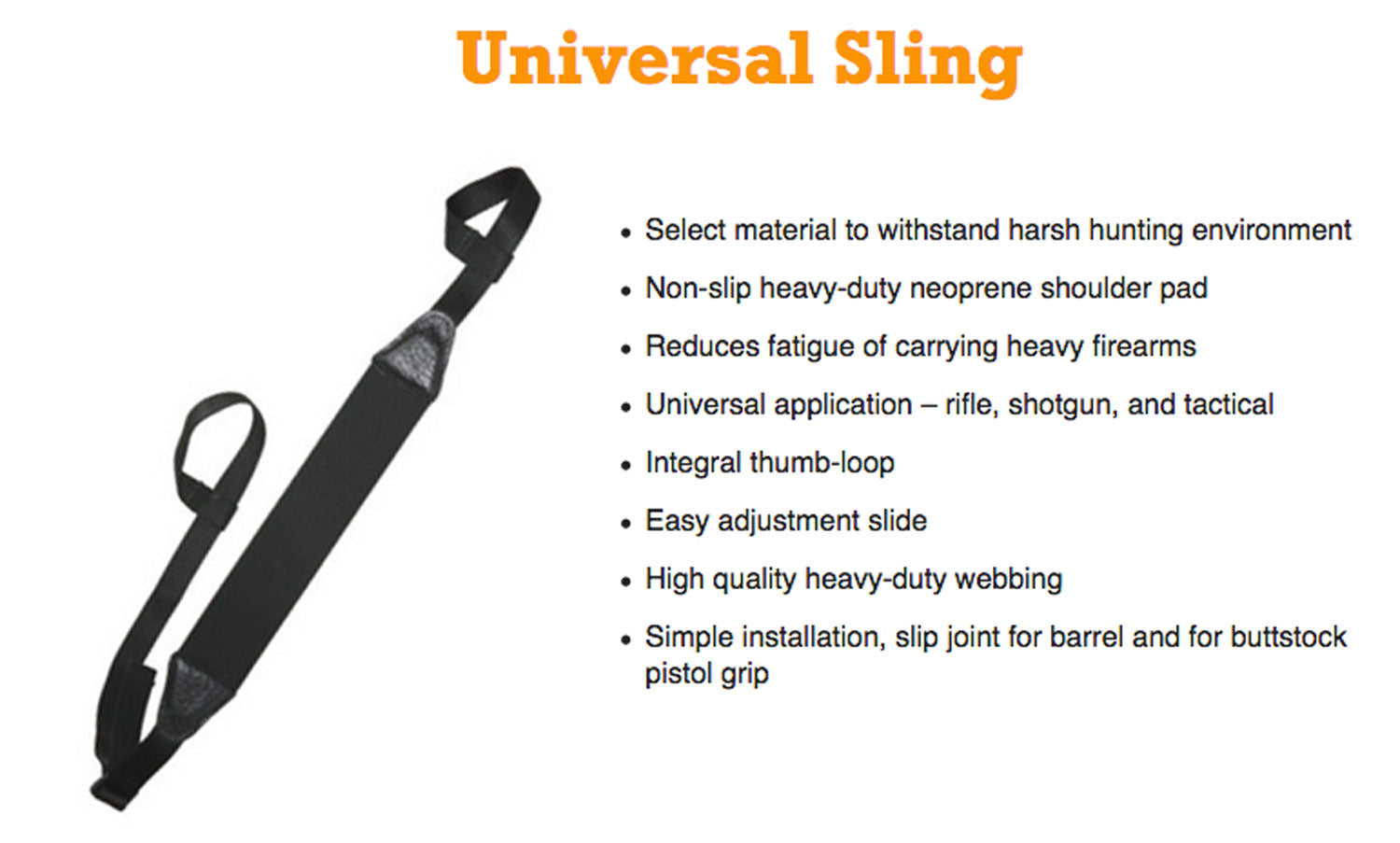 OUT NDL-90097    UNIV SLING W/LOOPS            BLK