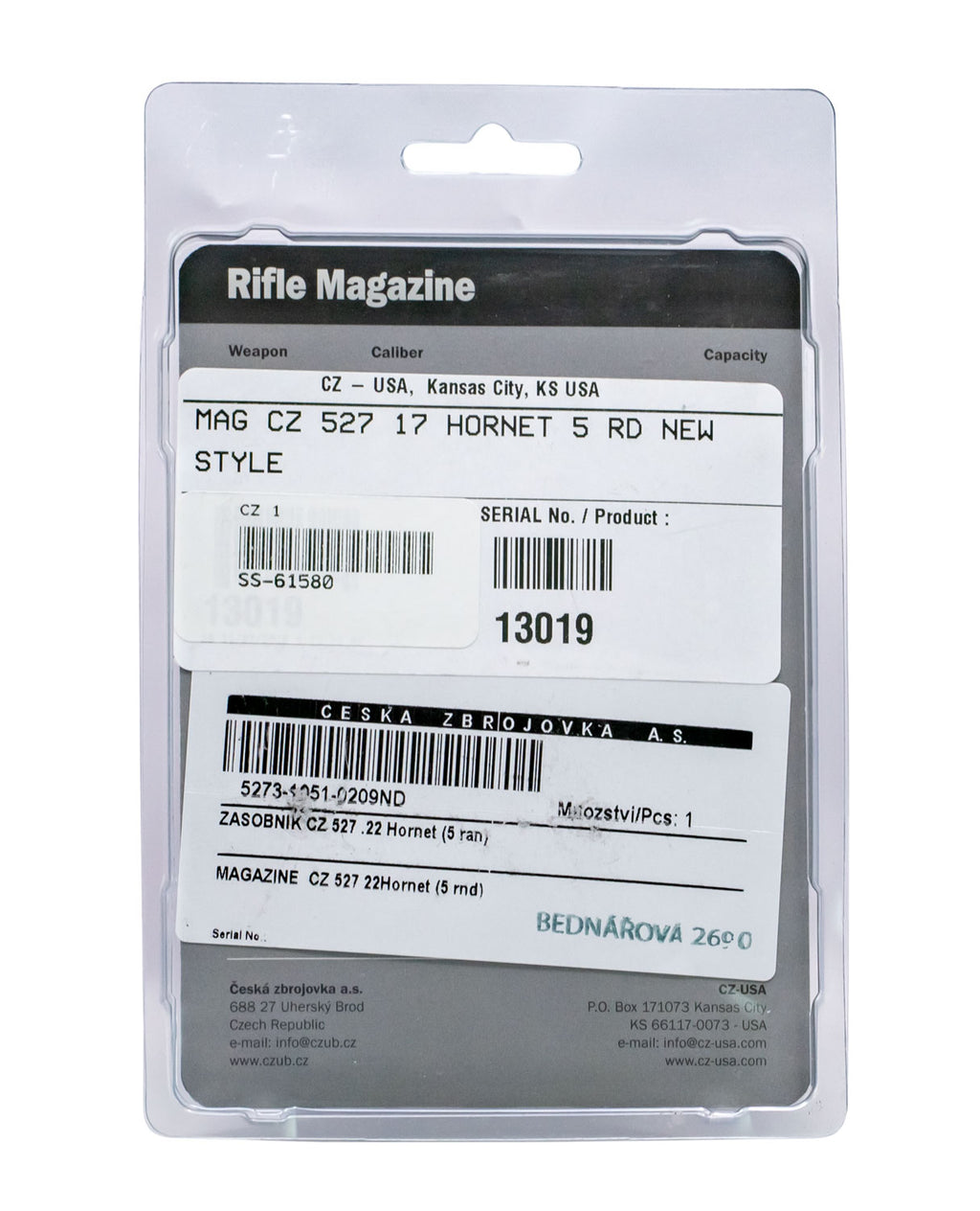 CZ 13019 MAG CZ527              17HORN     5R  BLK