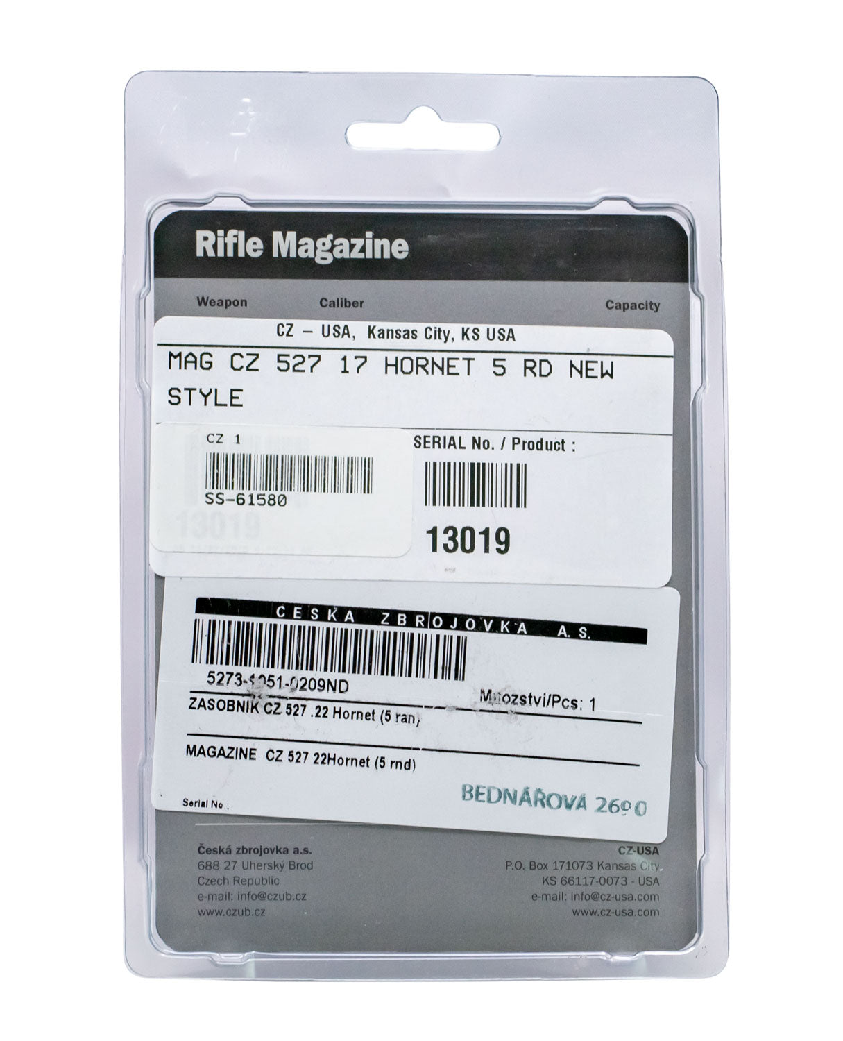 CZ 13019 MAG CZ527              17HORN     5R  BLK
