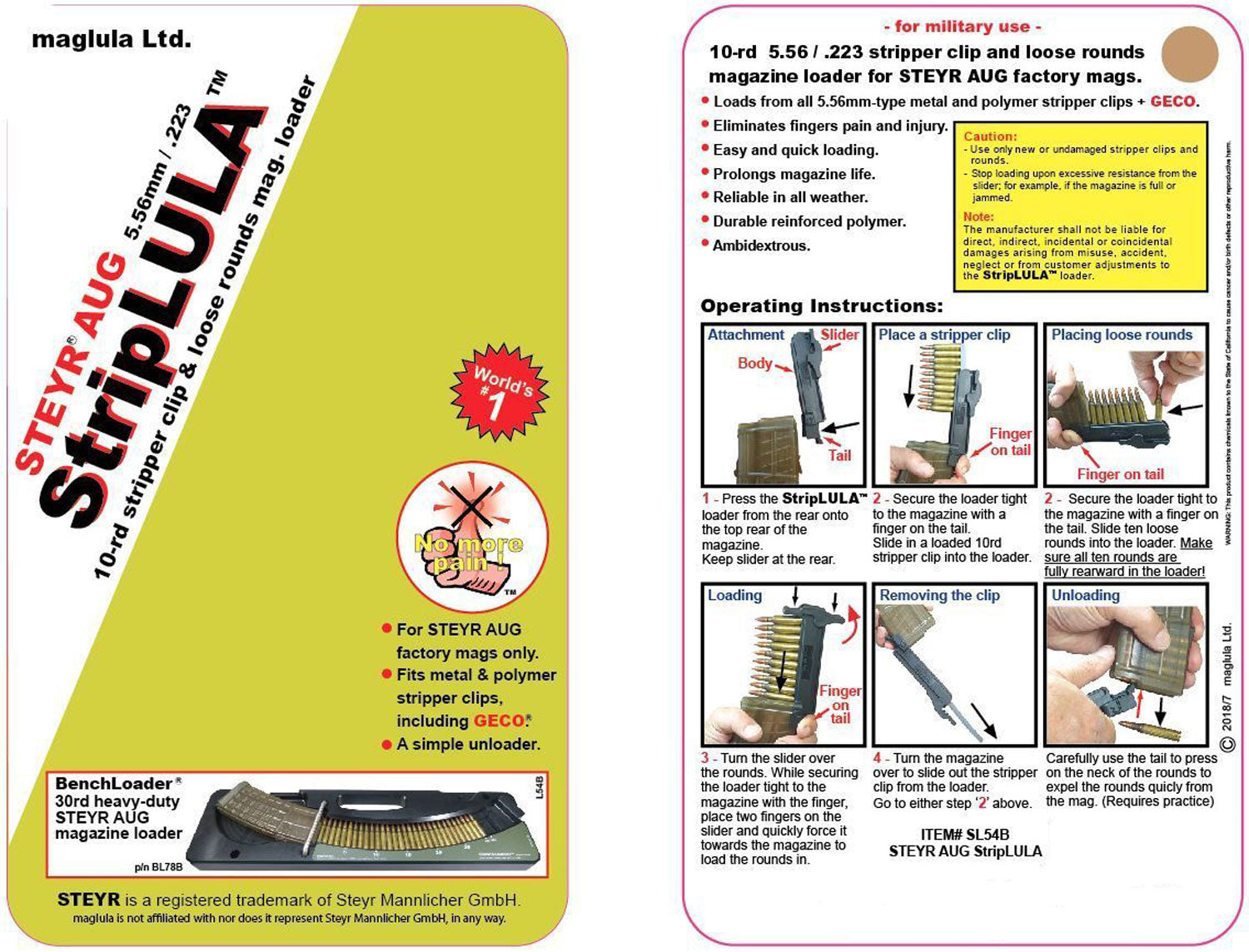 LULA SL54B  STEYR AUG STRIP LOADER 10RD MAGS