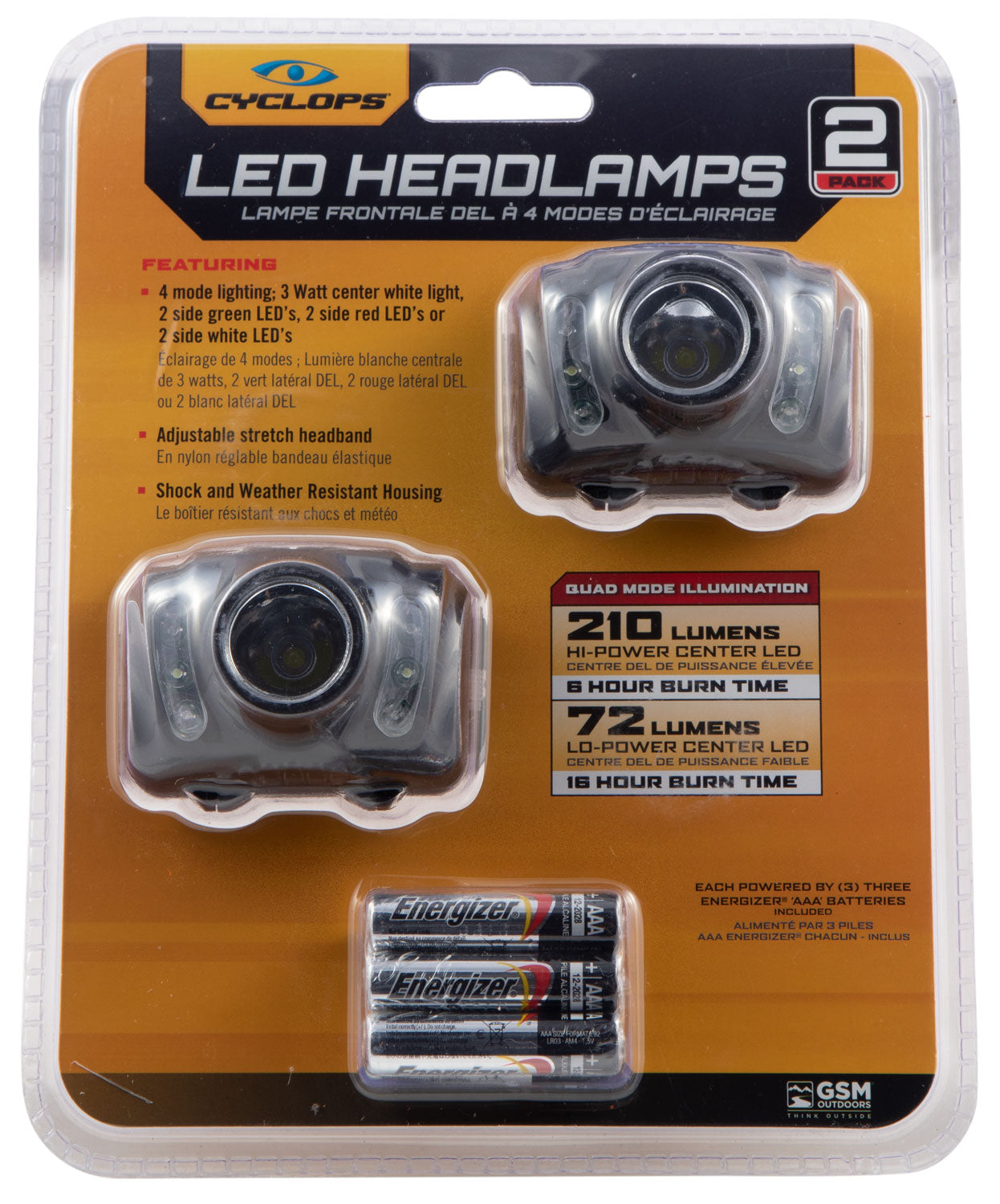 CYCLP CYCHL2102PK      HEADLAMP 2PK 210 LUMEN 2PK