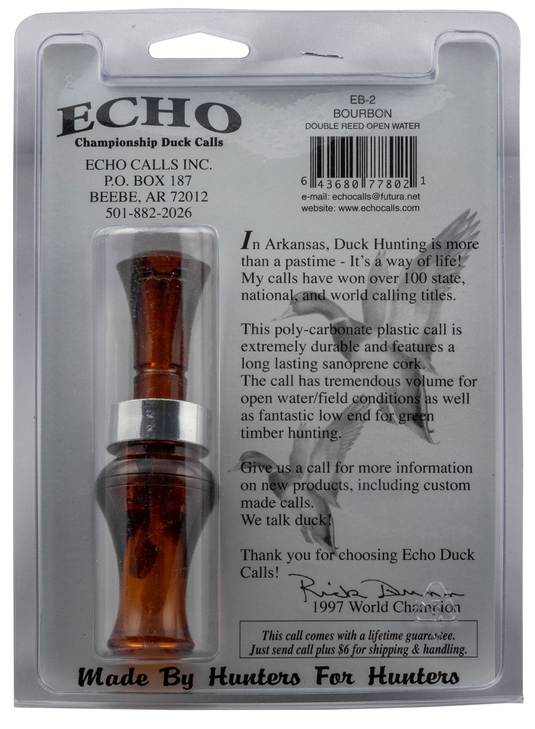 ECHO 77802 BOURBON OPEN WTER DBLE REED MOLDED CALL