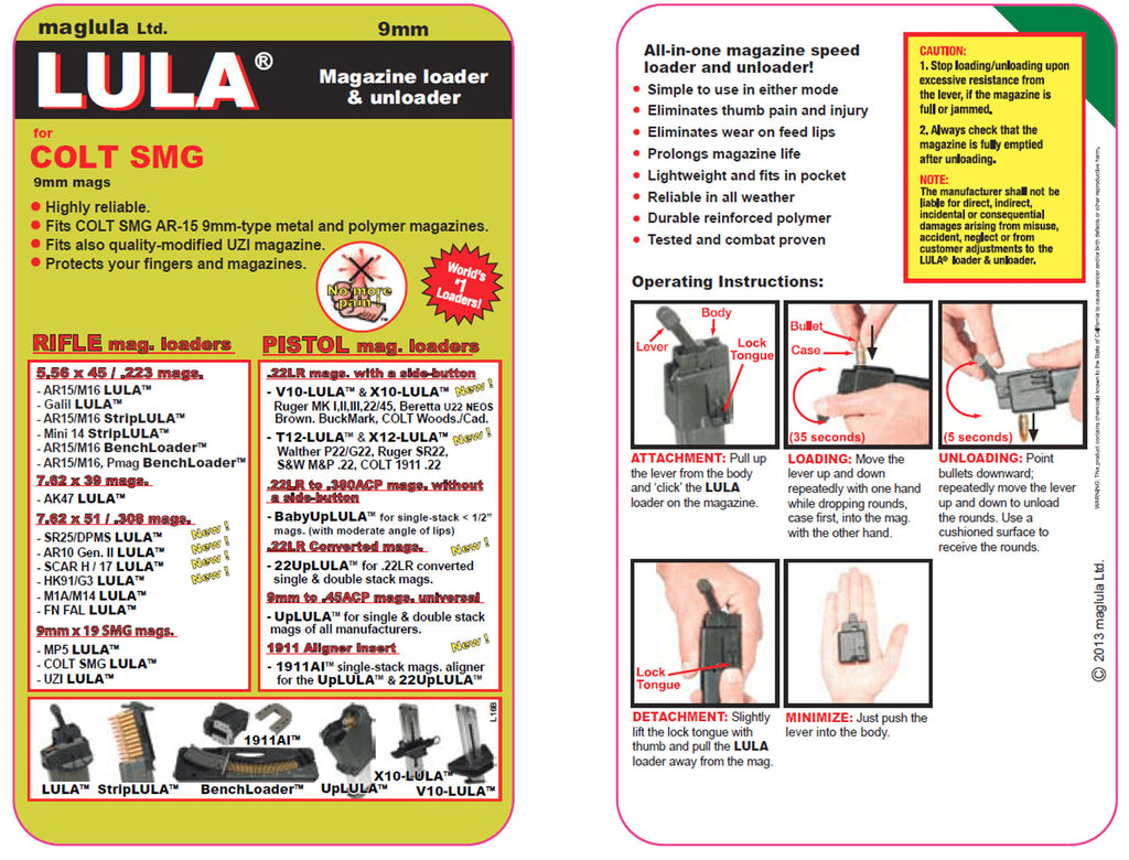 LULA LU16B  COLT SMG MAGAZINE LOADER &amp; UNLOADER