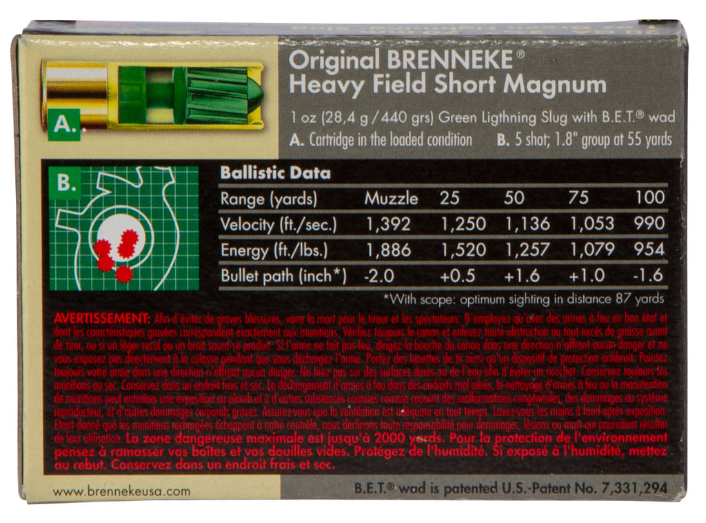 BR SL202HFSGL GLGHT         20 2.75 SLUG  1OZ 5/50