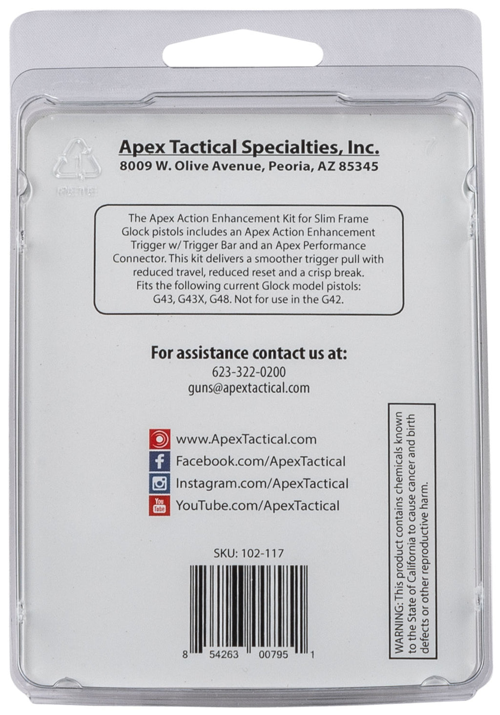 APEX 102117   ACTN ENHNCMNT TRIG KIT SF GLOCK BLK