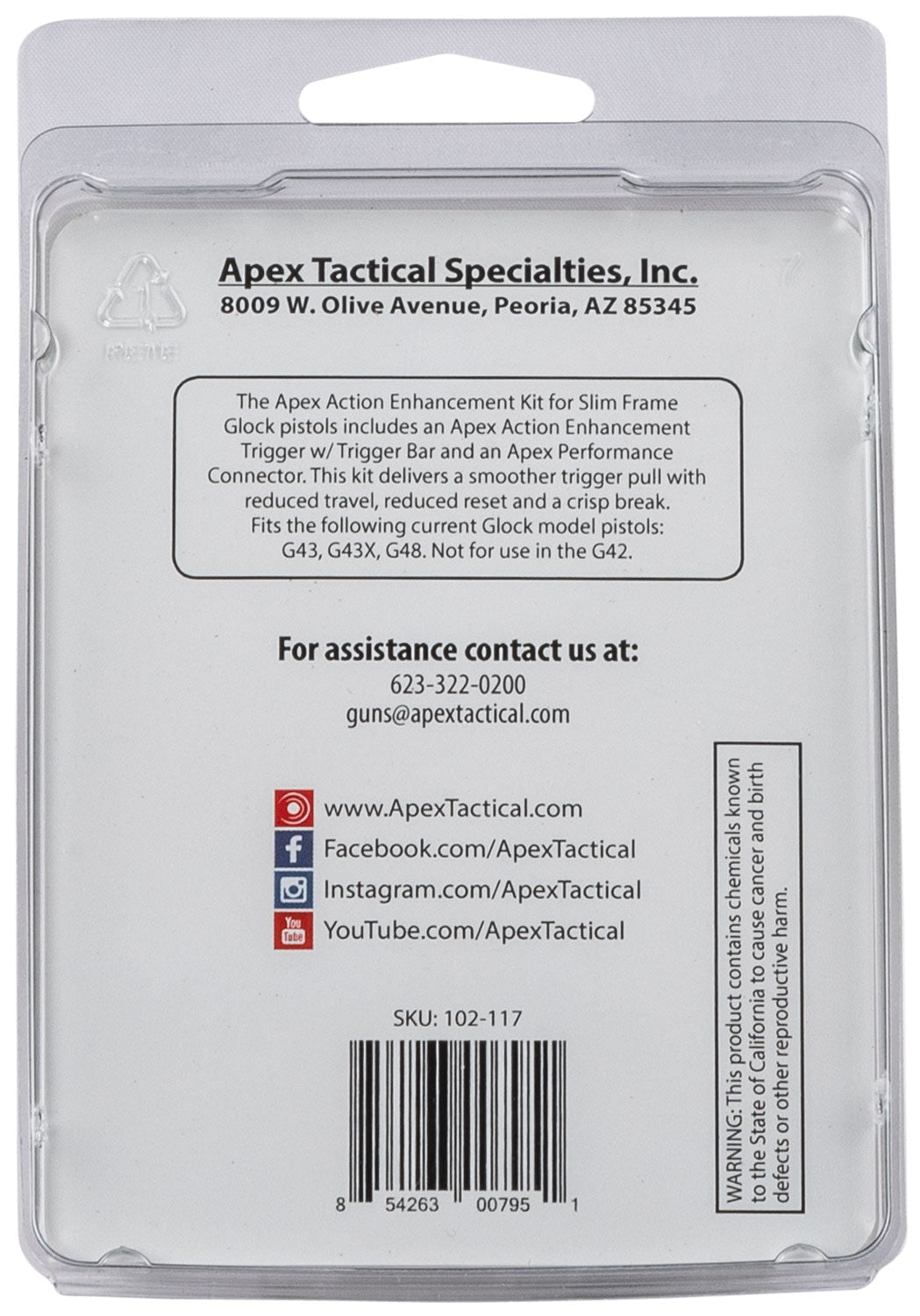 APEX 102117   ACTN ENHNCMNT TRIG KIT SF GLOCK BLK