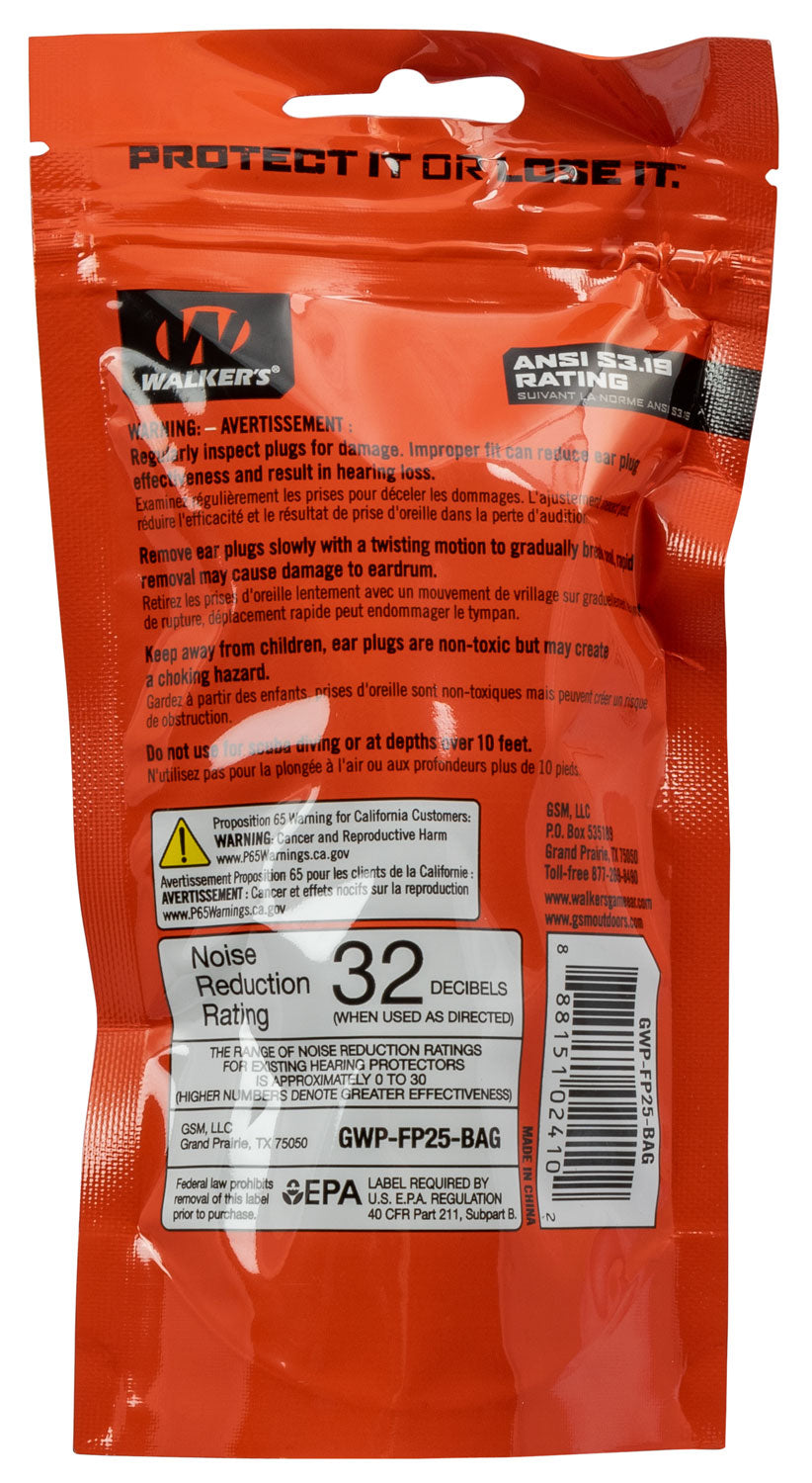 WLKR GWP-FP25BAG       FOAM EAR PLG 25PAIR NRR32DB