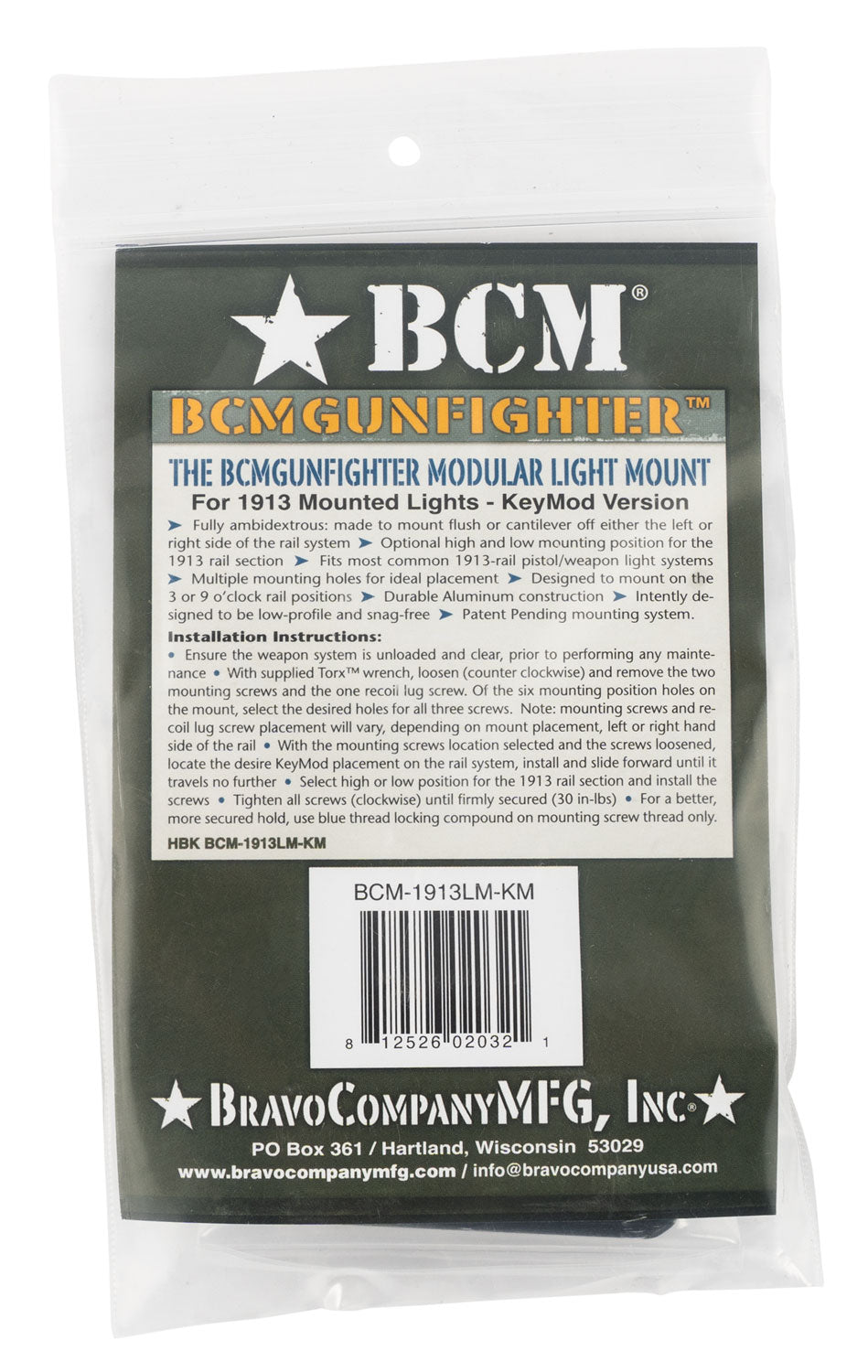 BCM 1913LM-KM          1913 LIGHT MNT KEYMOD