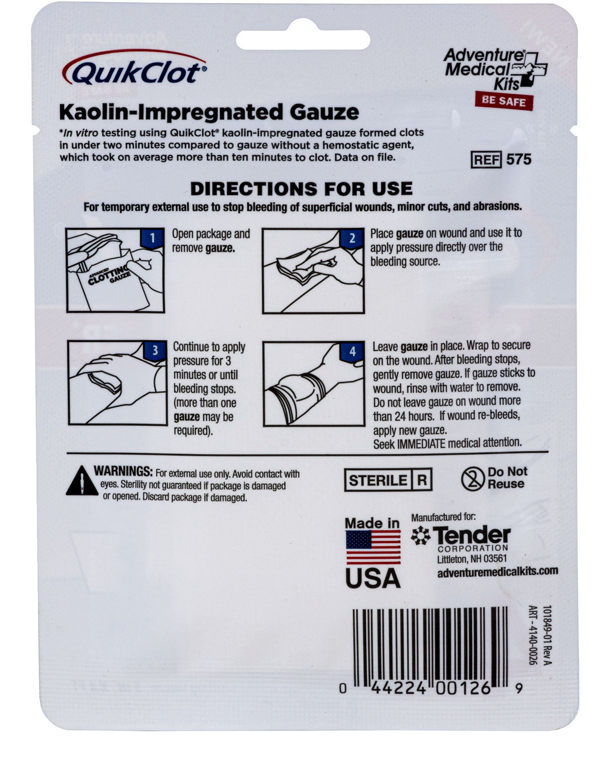 AMK 50200026 QUIKCLOT GAUZE 3" X 4'