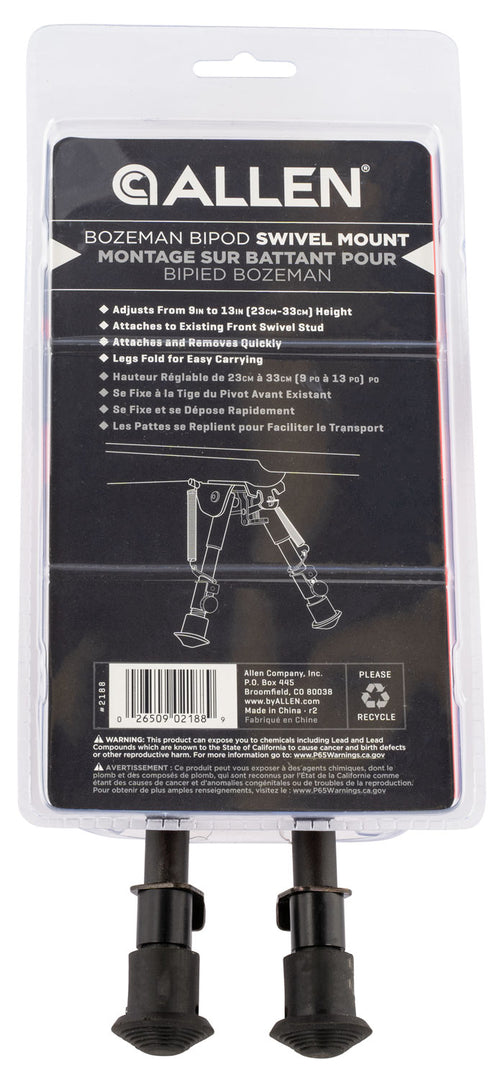 ALLEN 2188   SLING SWIVEL MOUNT BIPOD  9-13IN