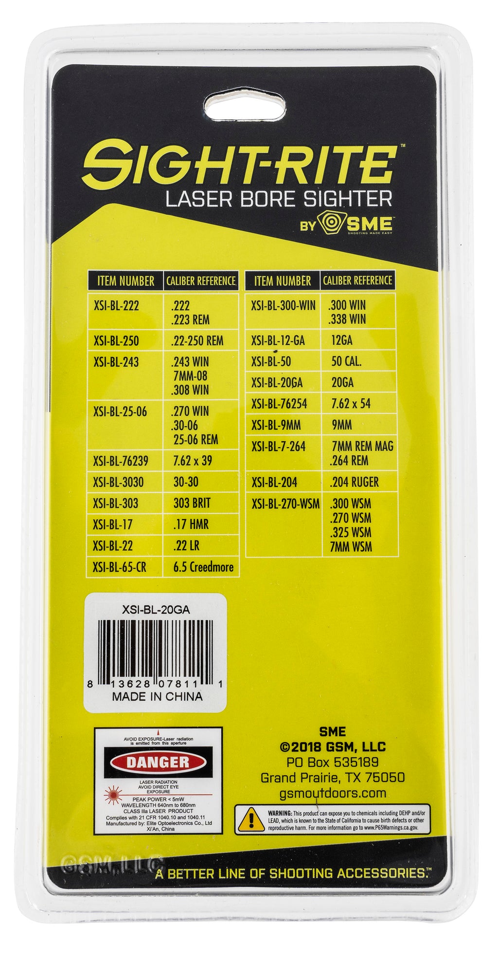 SME XSI-BL-20GA        SIGHTRITE LSR BRE SGHT 20GA
