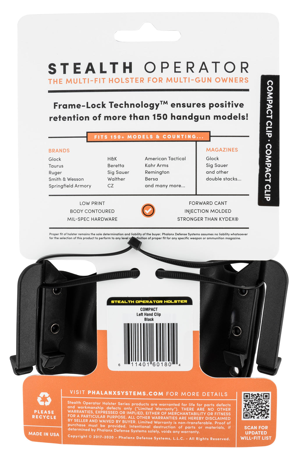 SOP H60180 CLIP HOLSTER COMPACT LH BLK