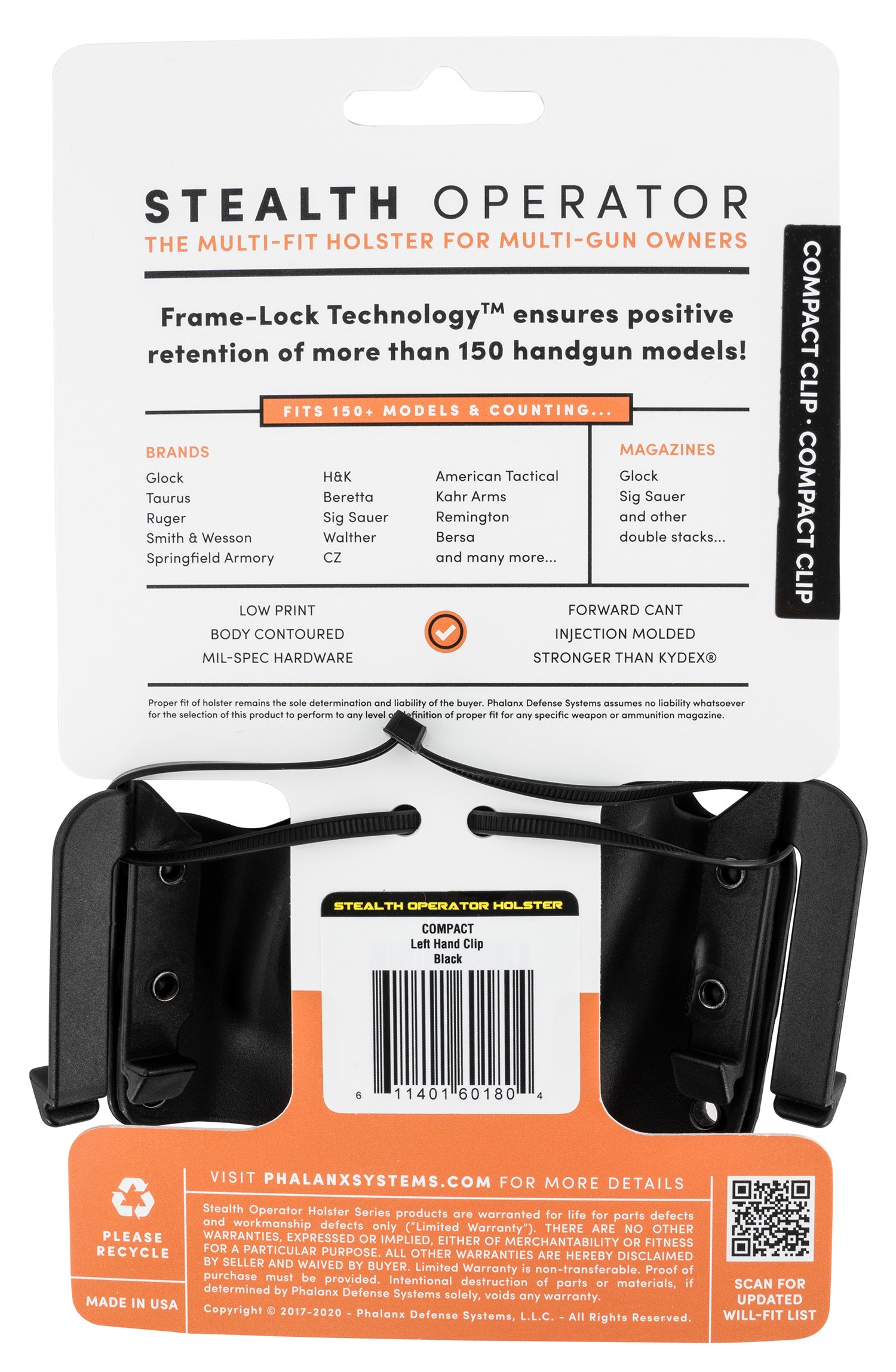 SOP H60180 CLIP HOLSTER COMPACT LH BLK
