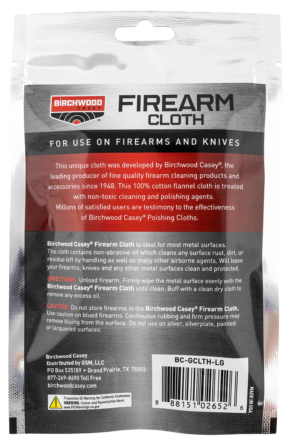 BIR GCLTHLG        FIREARM CLOTH - TREATED CHAMOIS