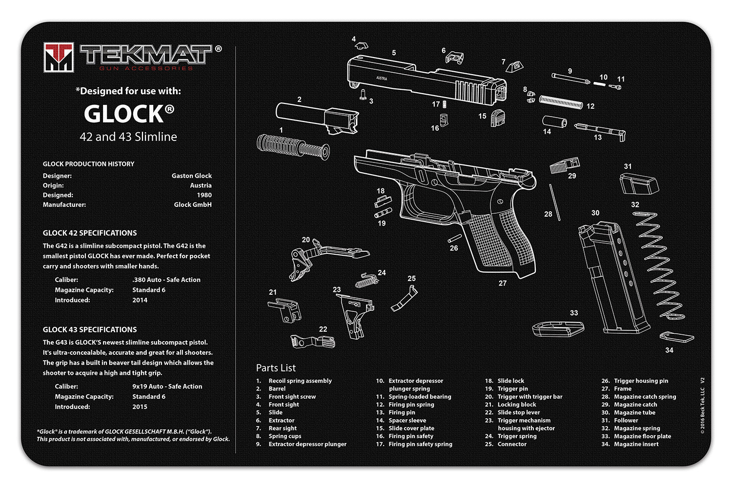 TEKMAT TEKR17GLOCK4243     GLOCK 42/43