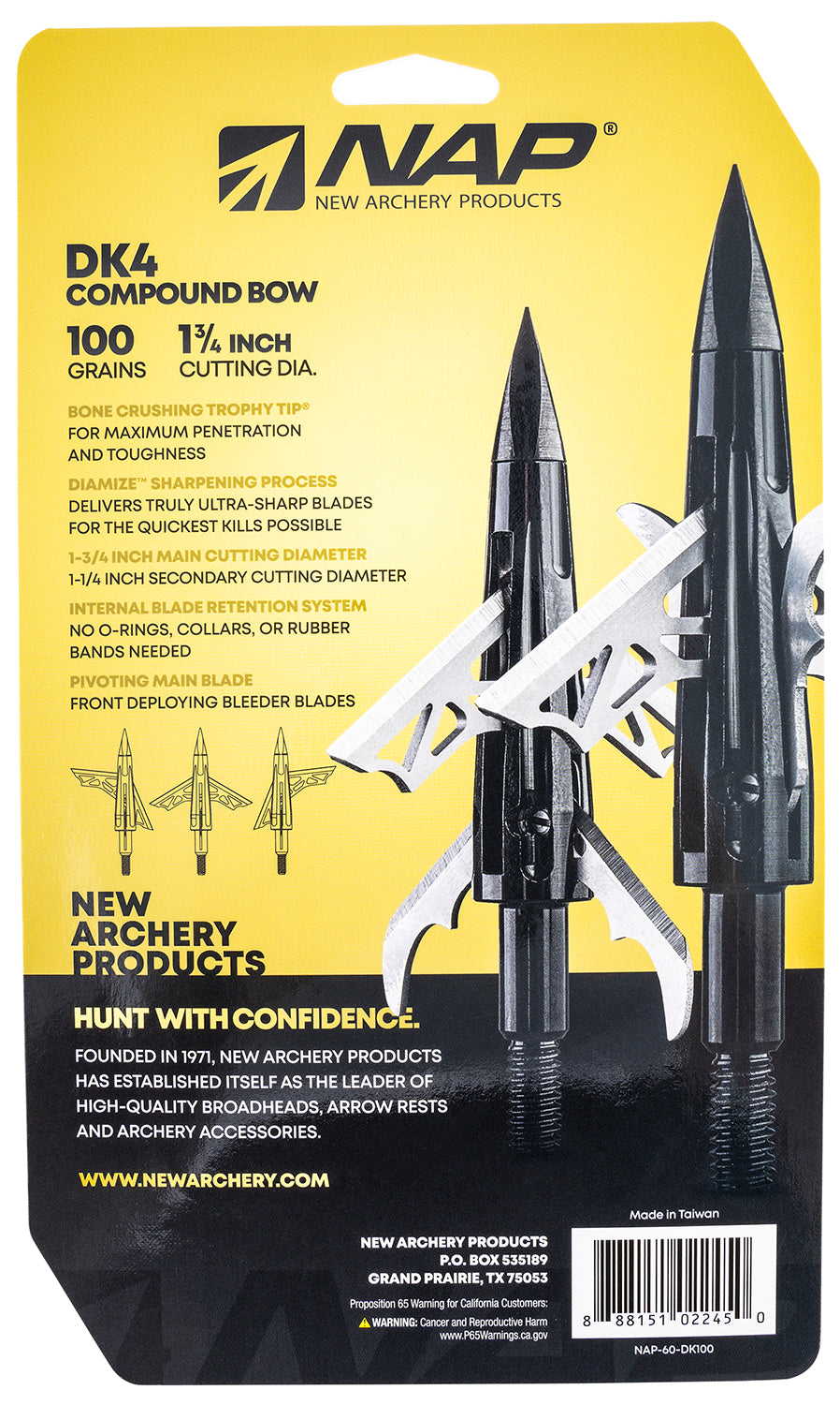 NAP NAP-60-DK100  DK4 100 BROADHEAD     3PK