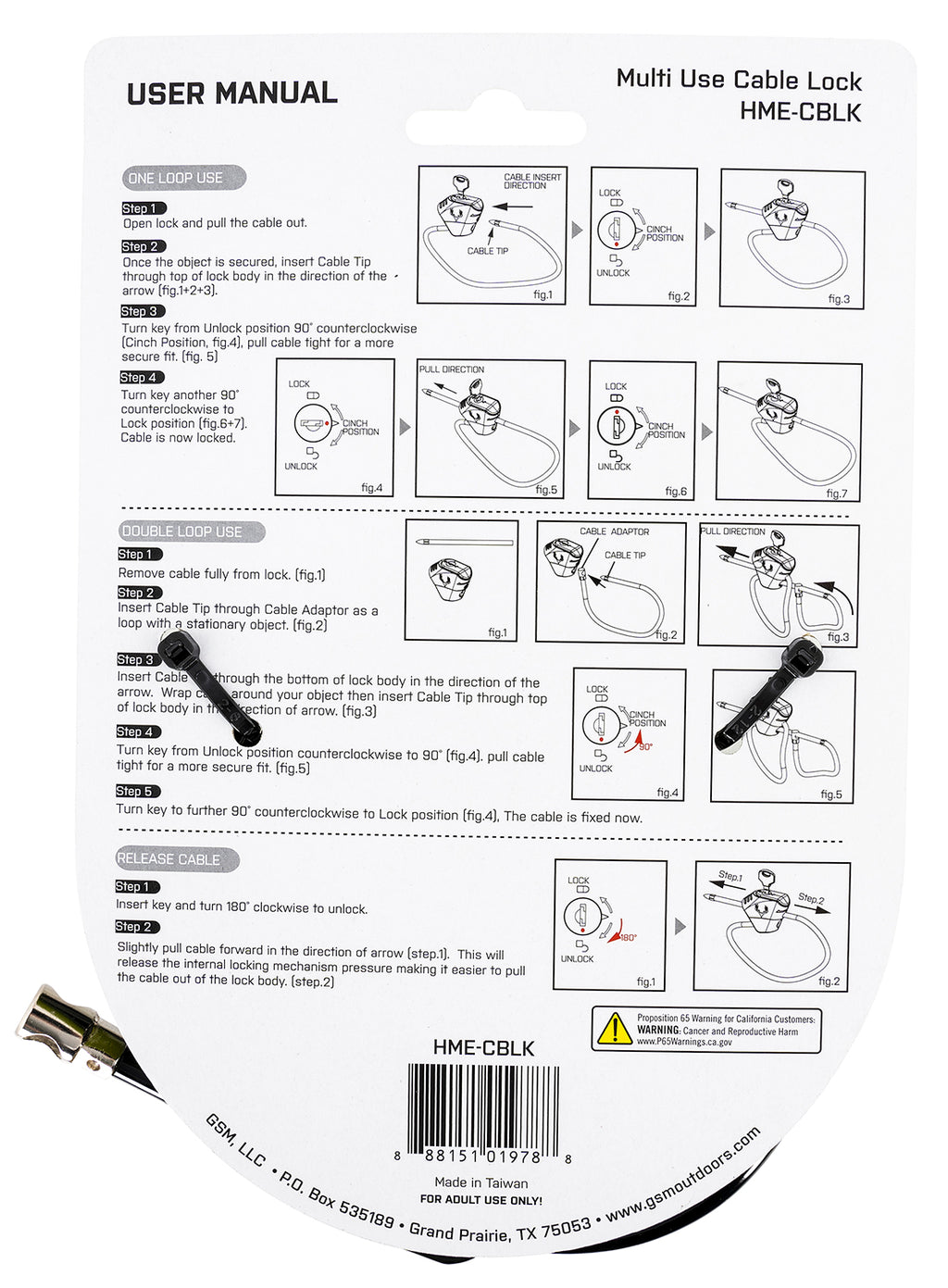HME HME-CBLK       HME CABLE LOCK