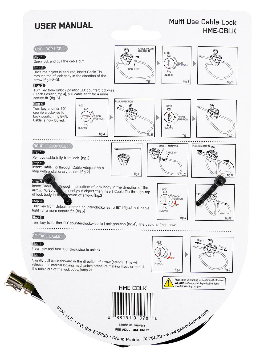 HME HME-CBLK       HME CABLE LOCK