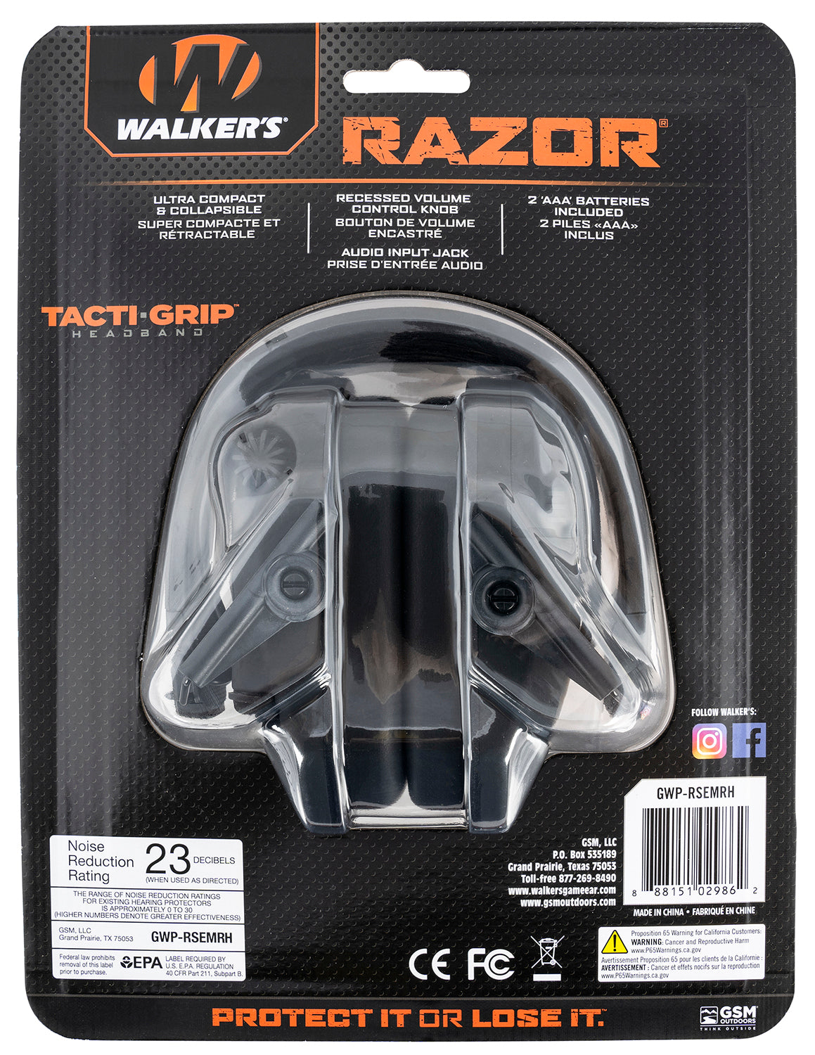 WLKR GWP-RSEMRH        RAZR MUFF TACTI-GRIP BLK