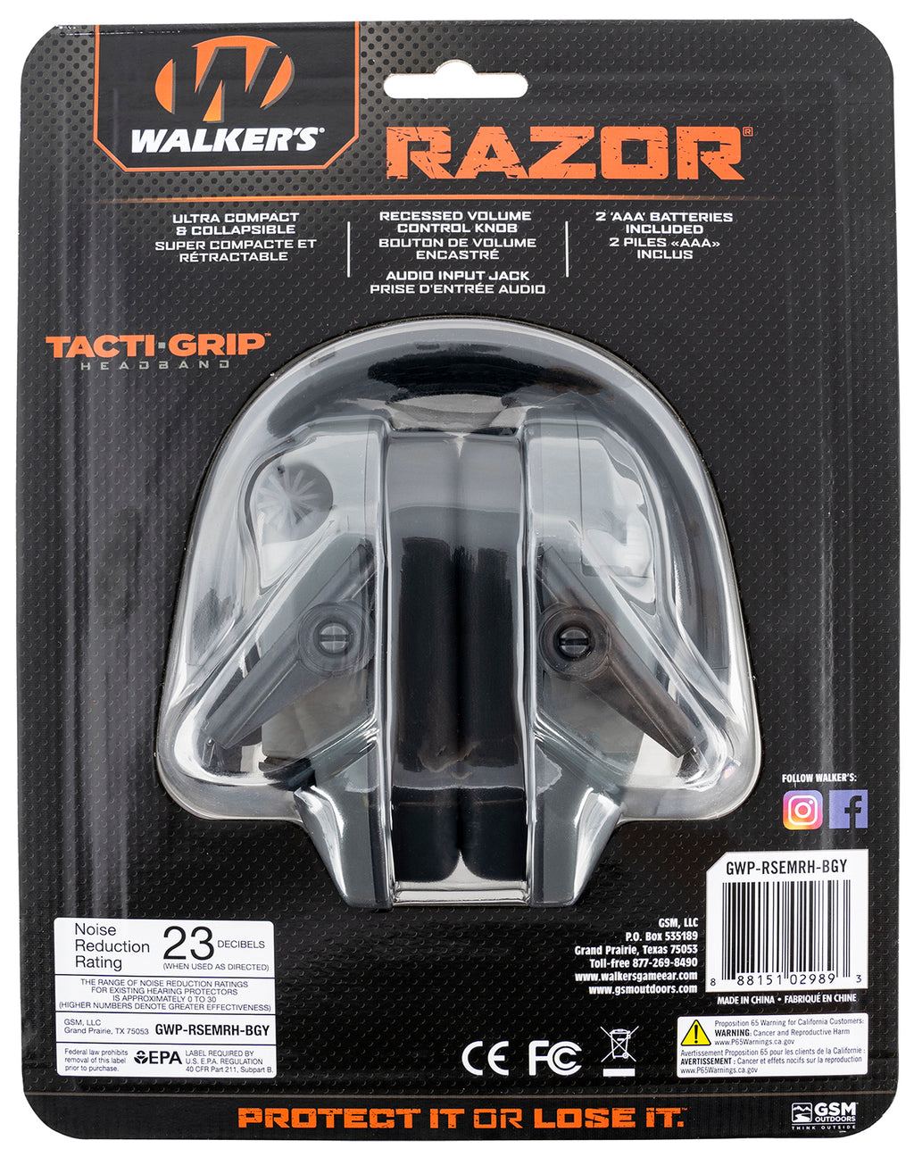 WLKR GWP-RSEMRH-BGY    RAZR MUFF TACTI-GRIP B GRY