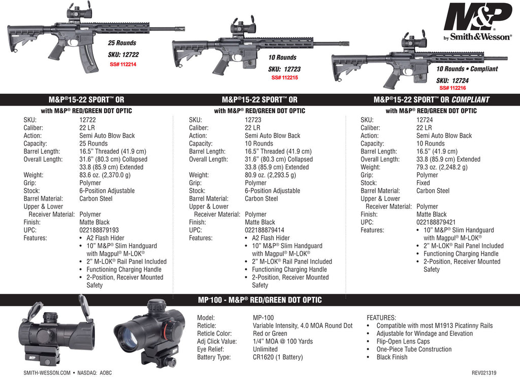 SWL*M&amp;P15 SPTII 12724  22LR*CT/MA/MD/NJ 16.5 10R