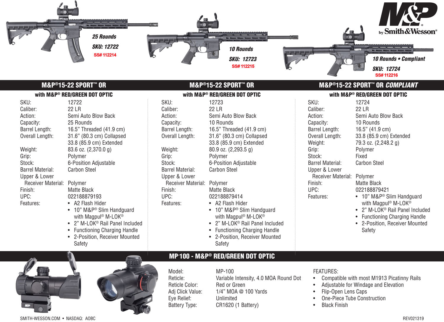SWL*M&amp;P15 SPTII 12724  22LR*CT/MA/MD/NJ 16.5 10R