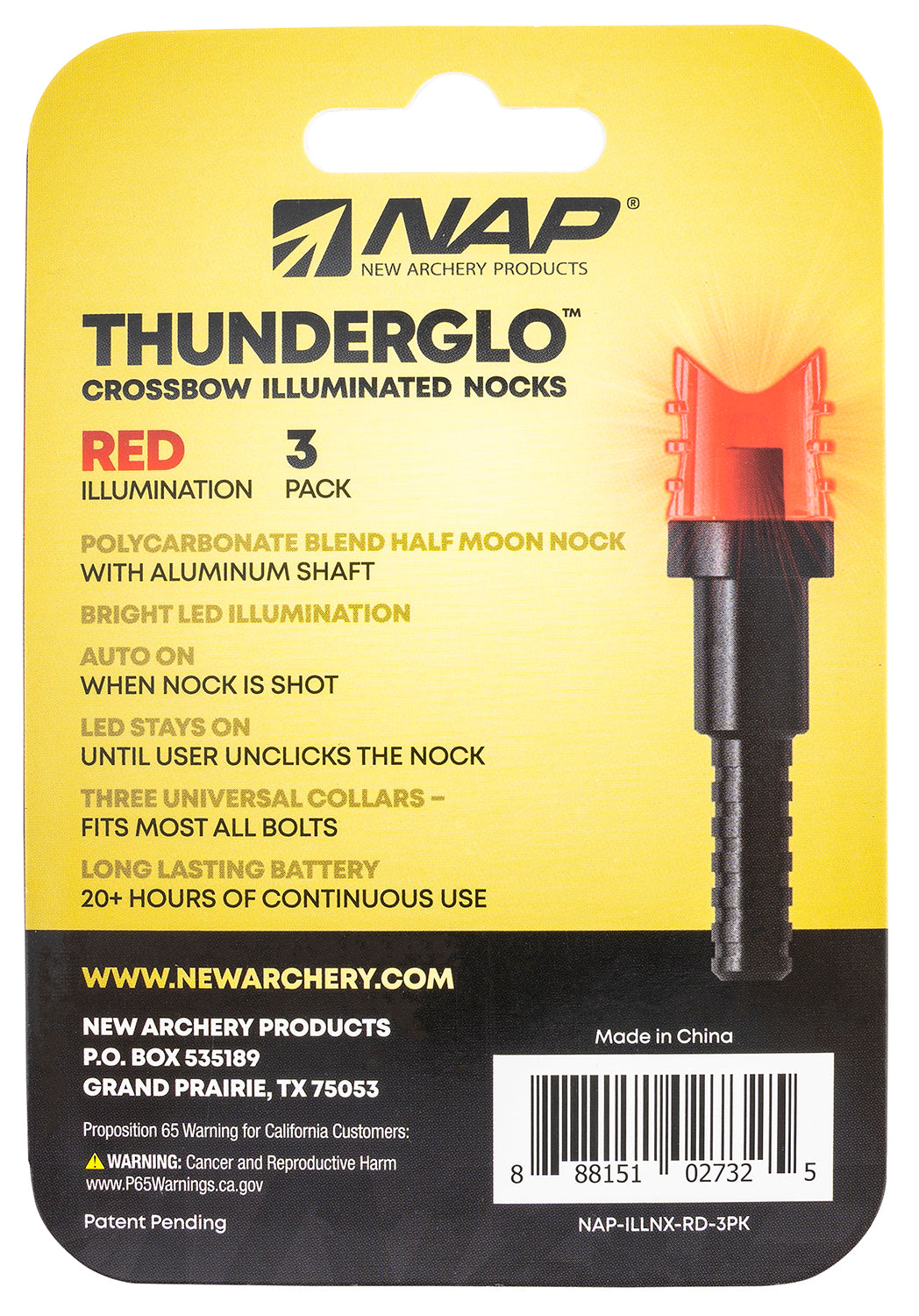 NAP NAP-ILLNX-RD-3PK ILLN HALF MOON NOCK XBOW RED