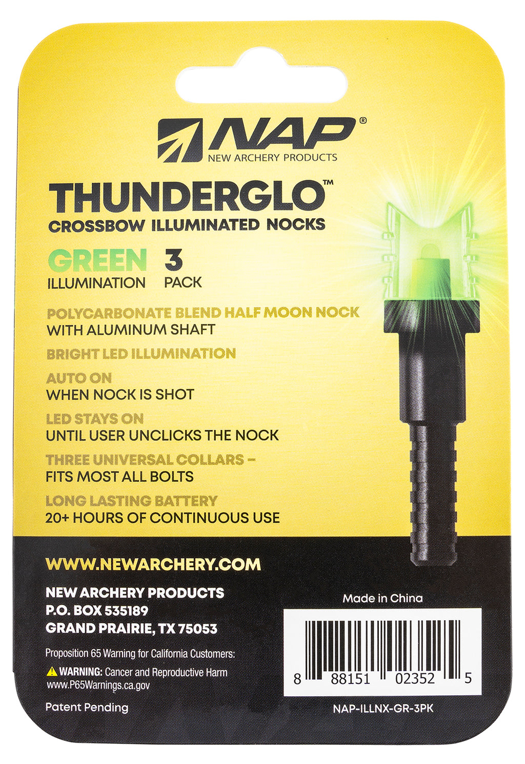 NAP NAP-ILLNX-GR-3PK ILLN HALF MOON NOCK XBOW GRN