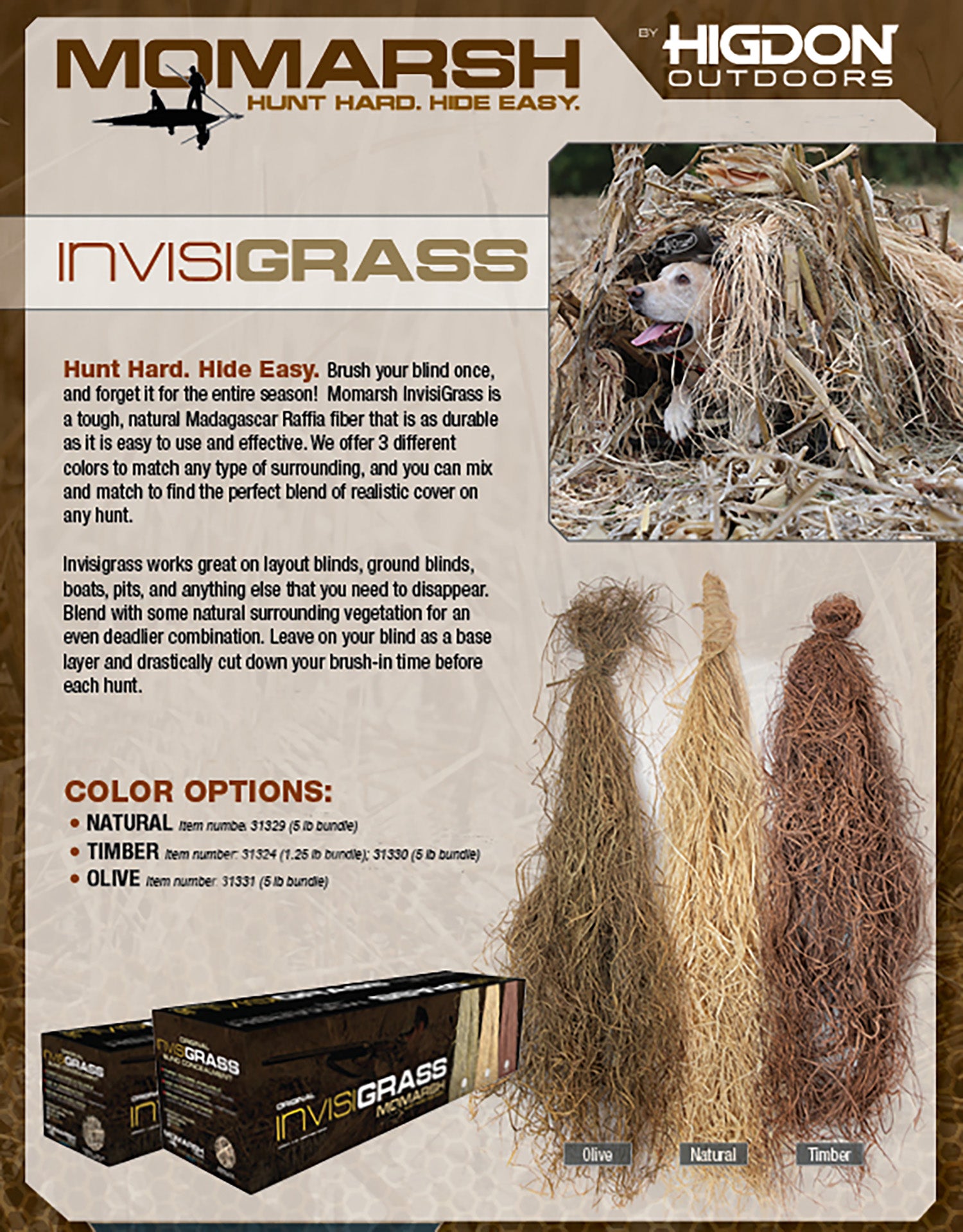 MOMARSH 31324 INVISIGRASS 1.25LB BUNDLE OLIVE