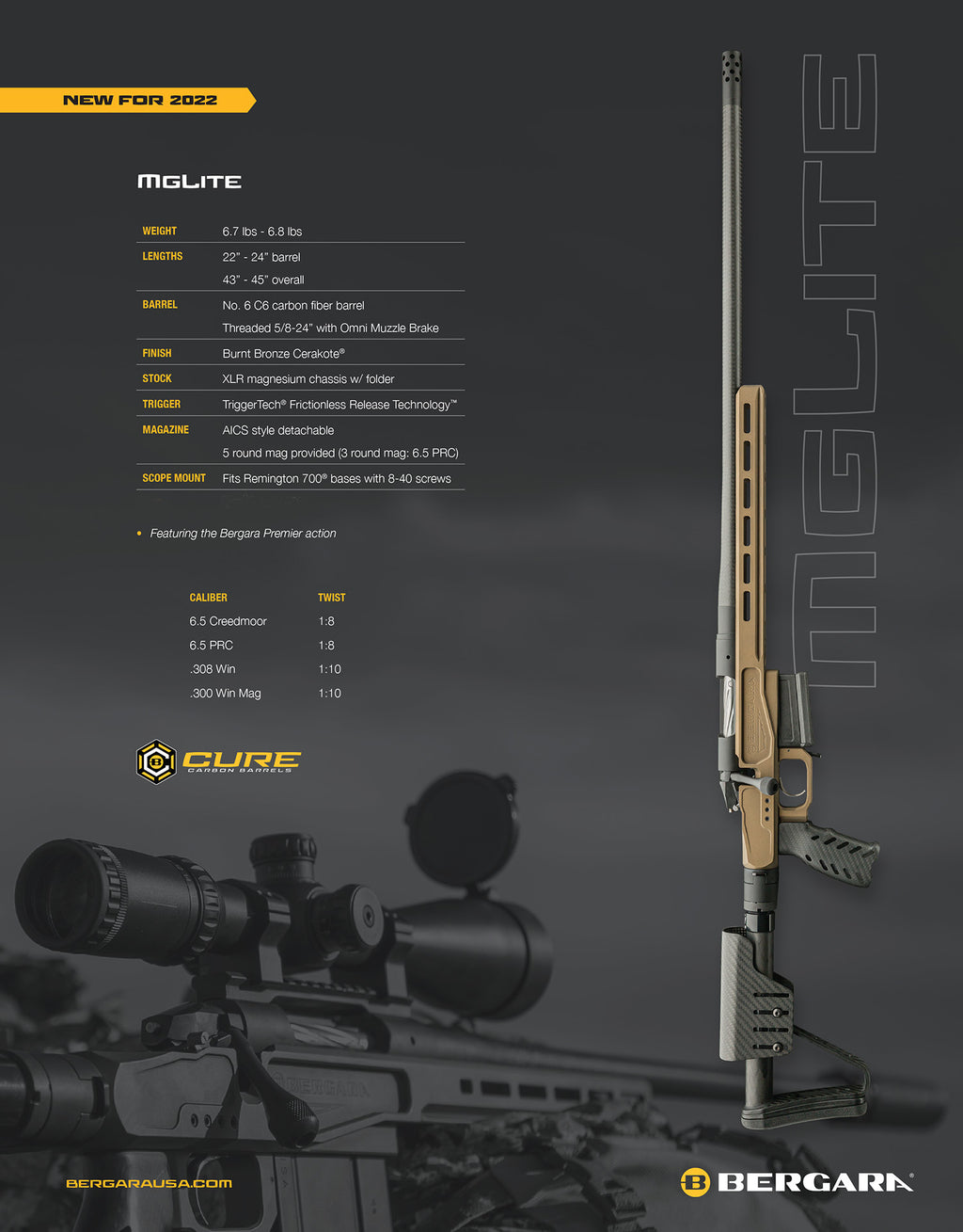 BERGARA BPR3765CM     MGLITE 6.5CM    22 5R    FDE