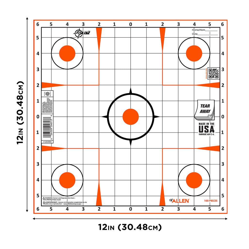 ALLEN 15333100 EZ AIM PAPER   12X12 SIGHT GRID 100