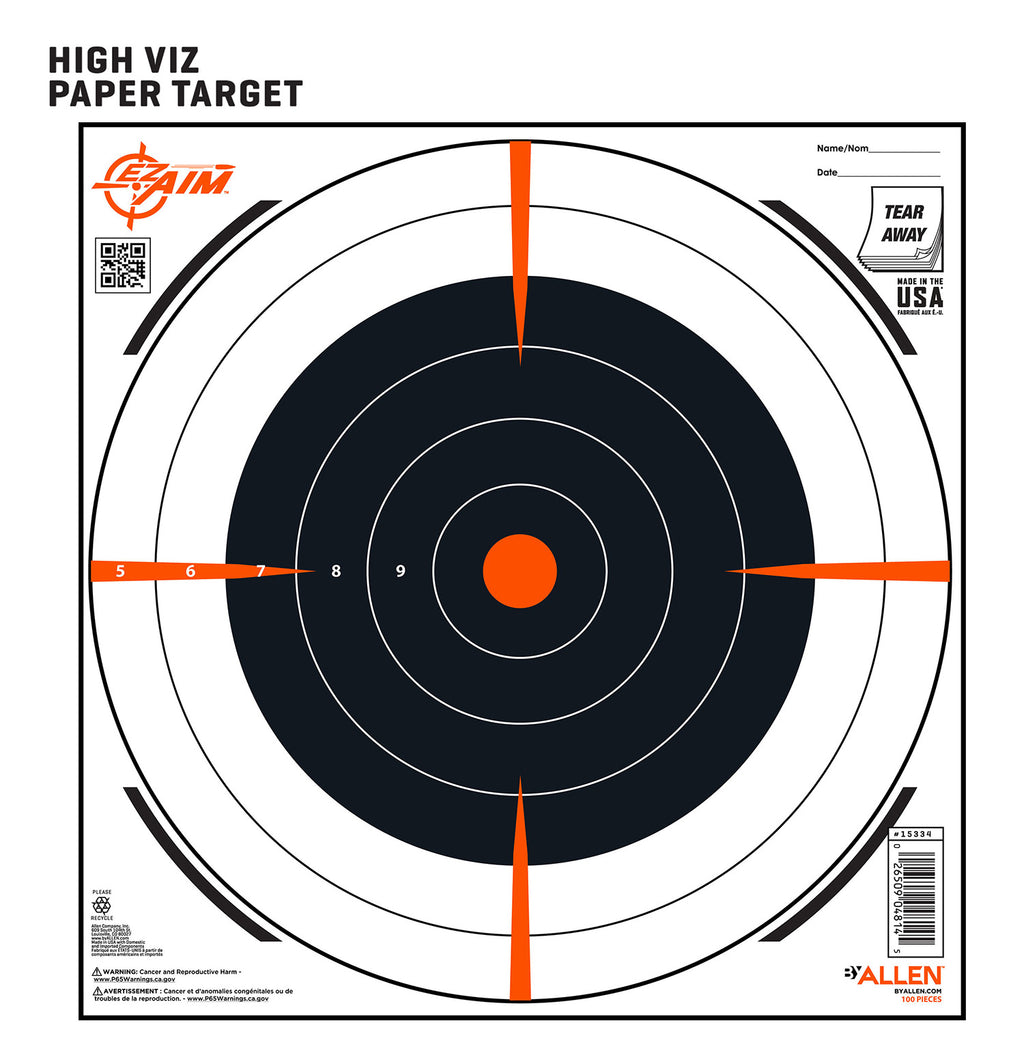 ALLEN 15334100 EZ AIM PAPER   12X12 BULLSEYE   100