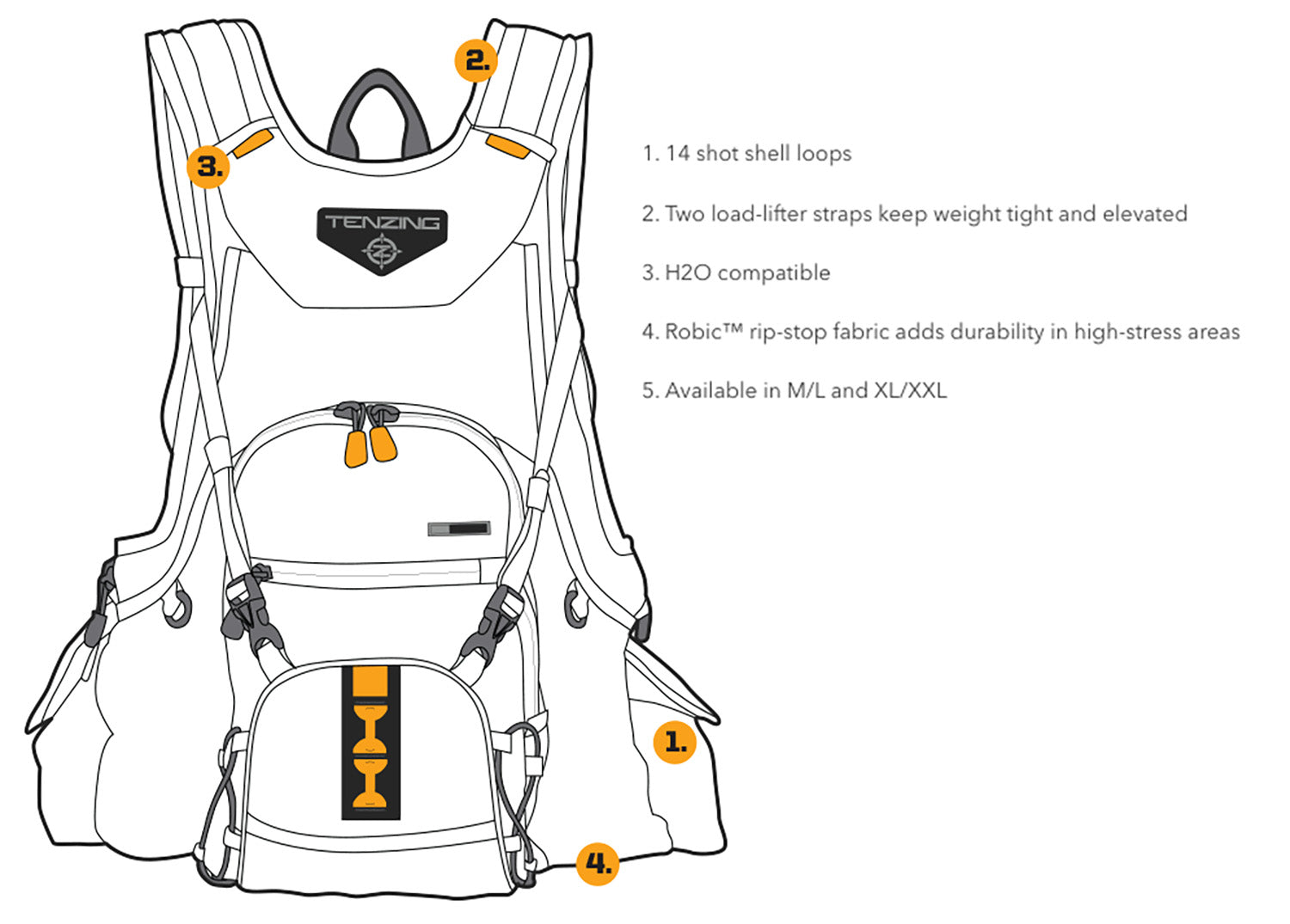 TENZING TZG-962208      BVB 16 BIRD VEST XL/XXL