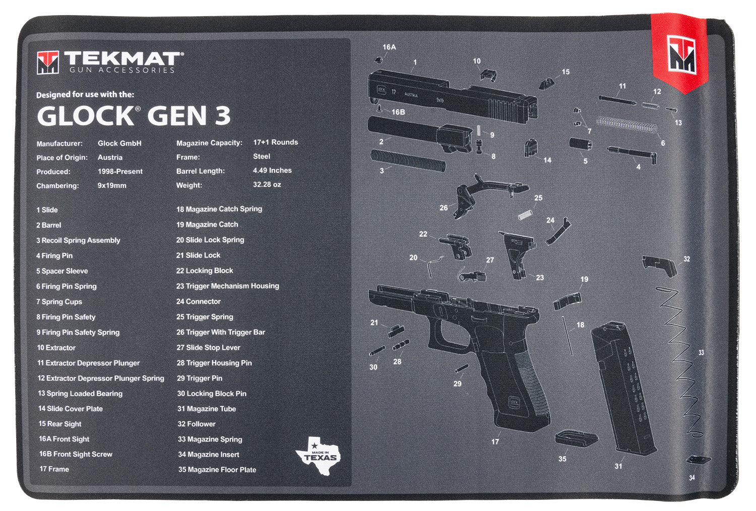 TEKMAT TEKR17GLOCKG3       GLOCK GEN 3      GN MAT