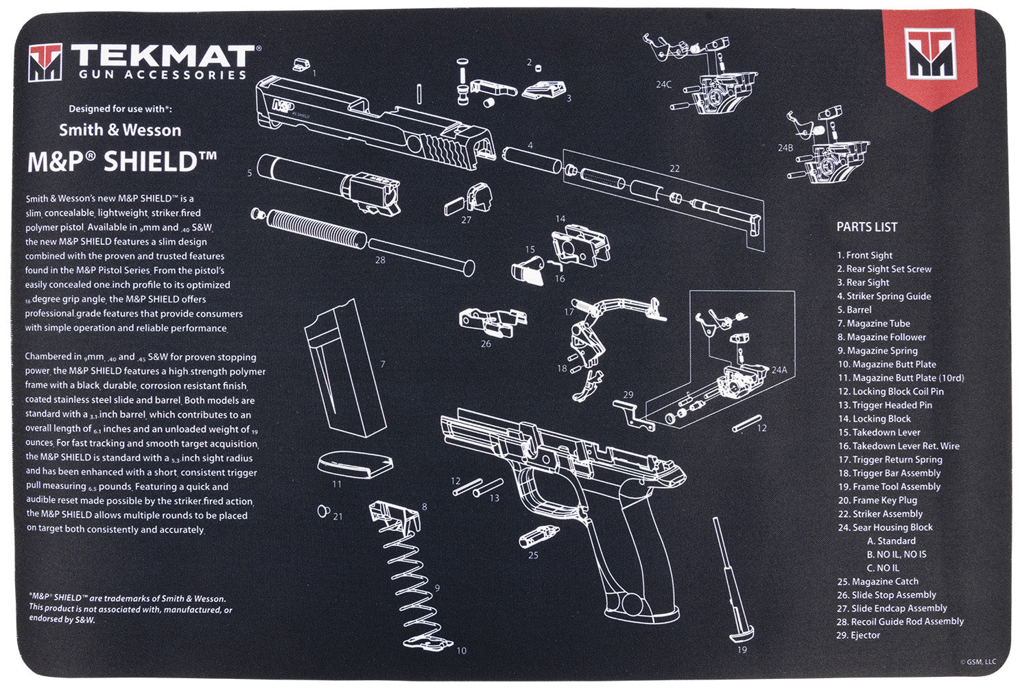 TEKMAT TEKR17SWMPSHIELD    S&amp;W SHIELD GN  MAT