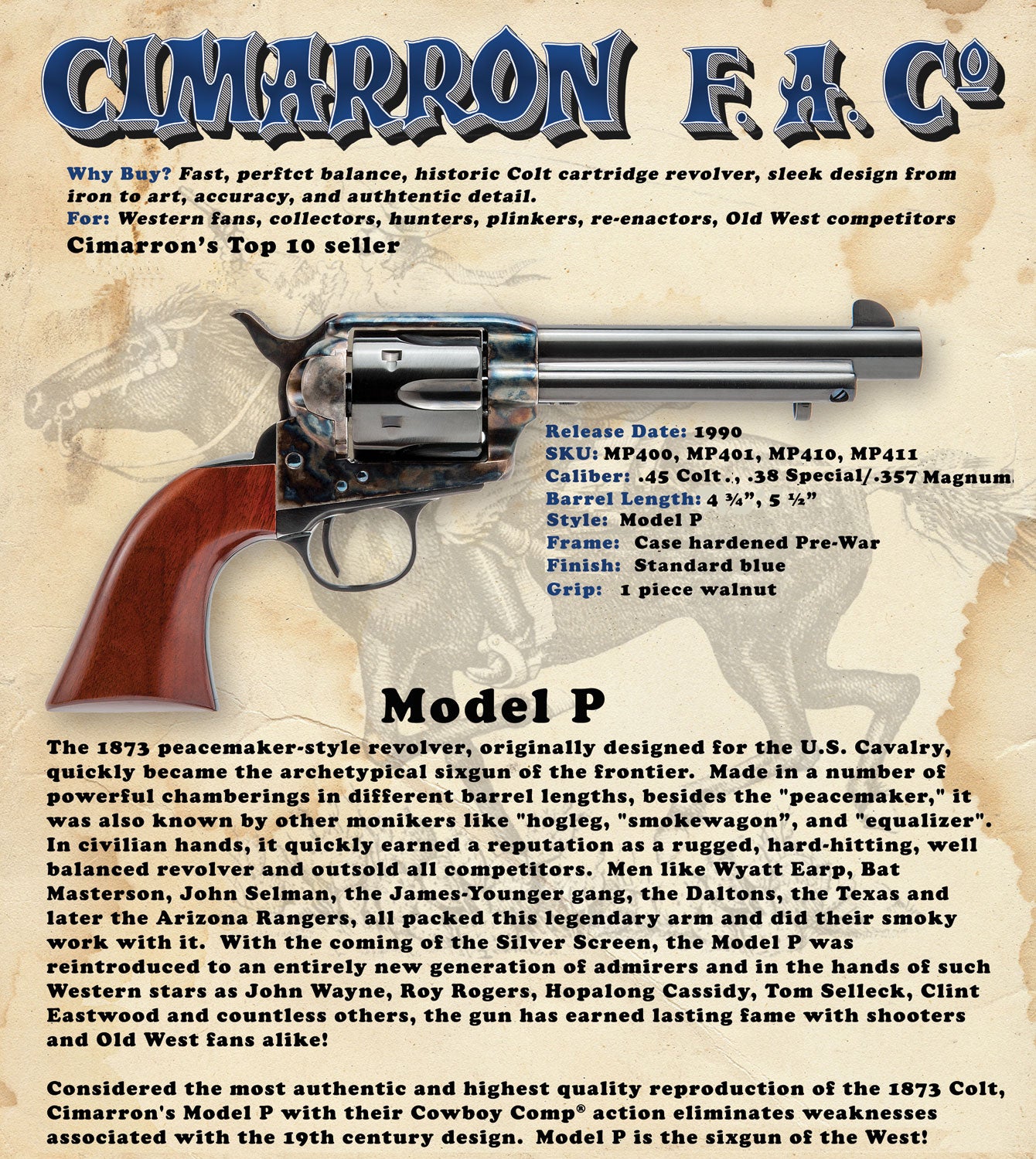 CIM MP401       MODEL P     5.50IN 357/38SPC PW
