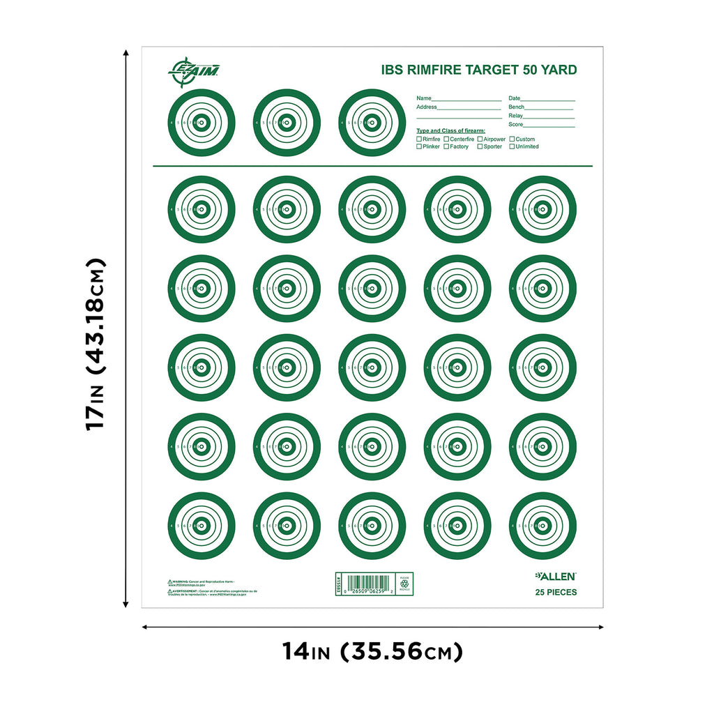 ALLEN 15582   IBS RIMFIRE TARGET  25 PK