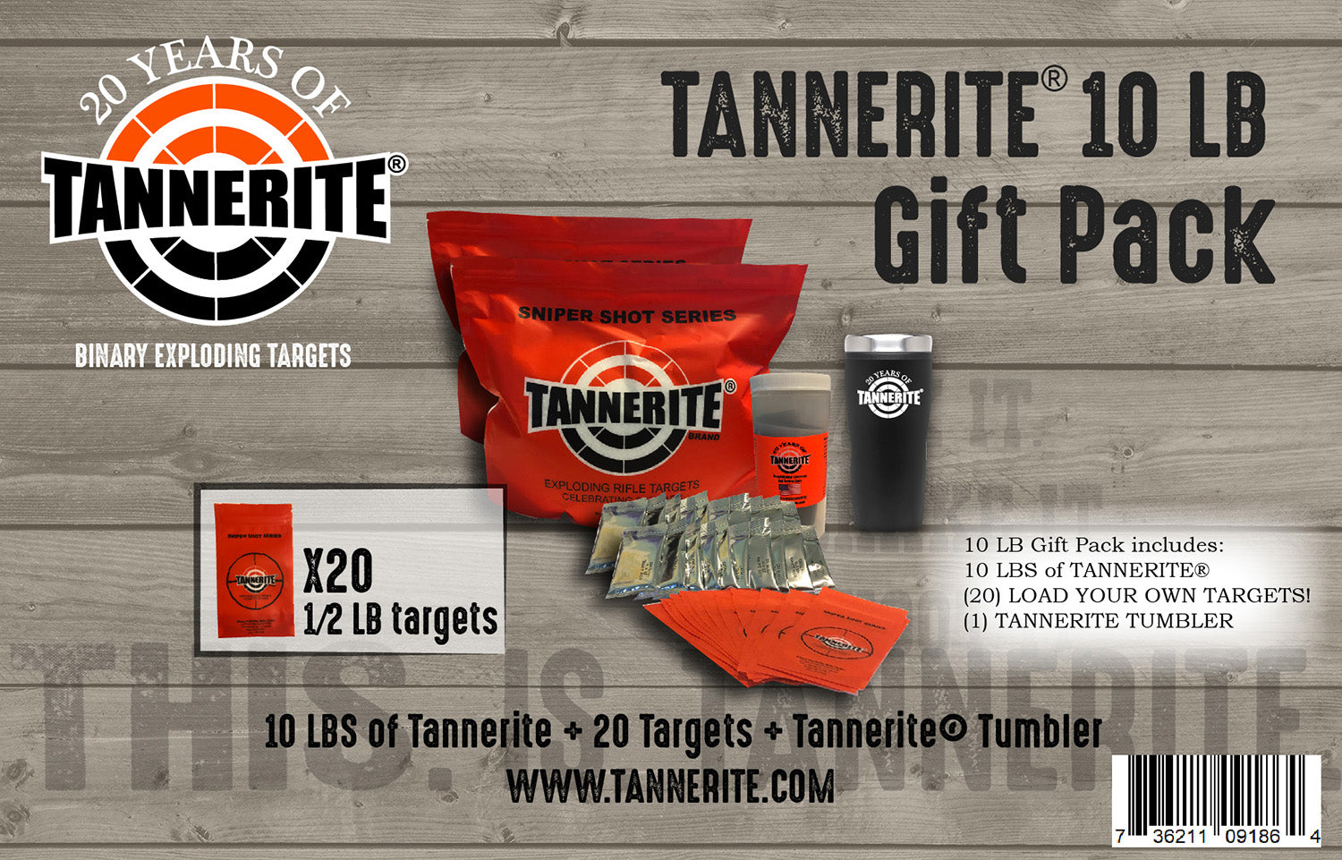 TAN GPACK10 LB GIFT PK W/TUMBLER  20 TARGETS