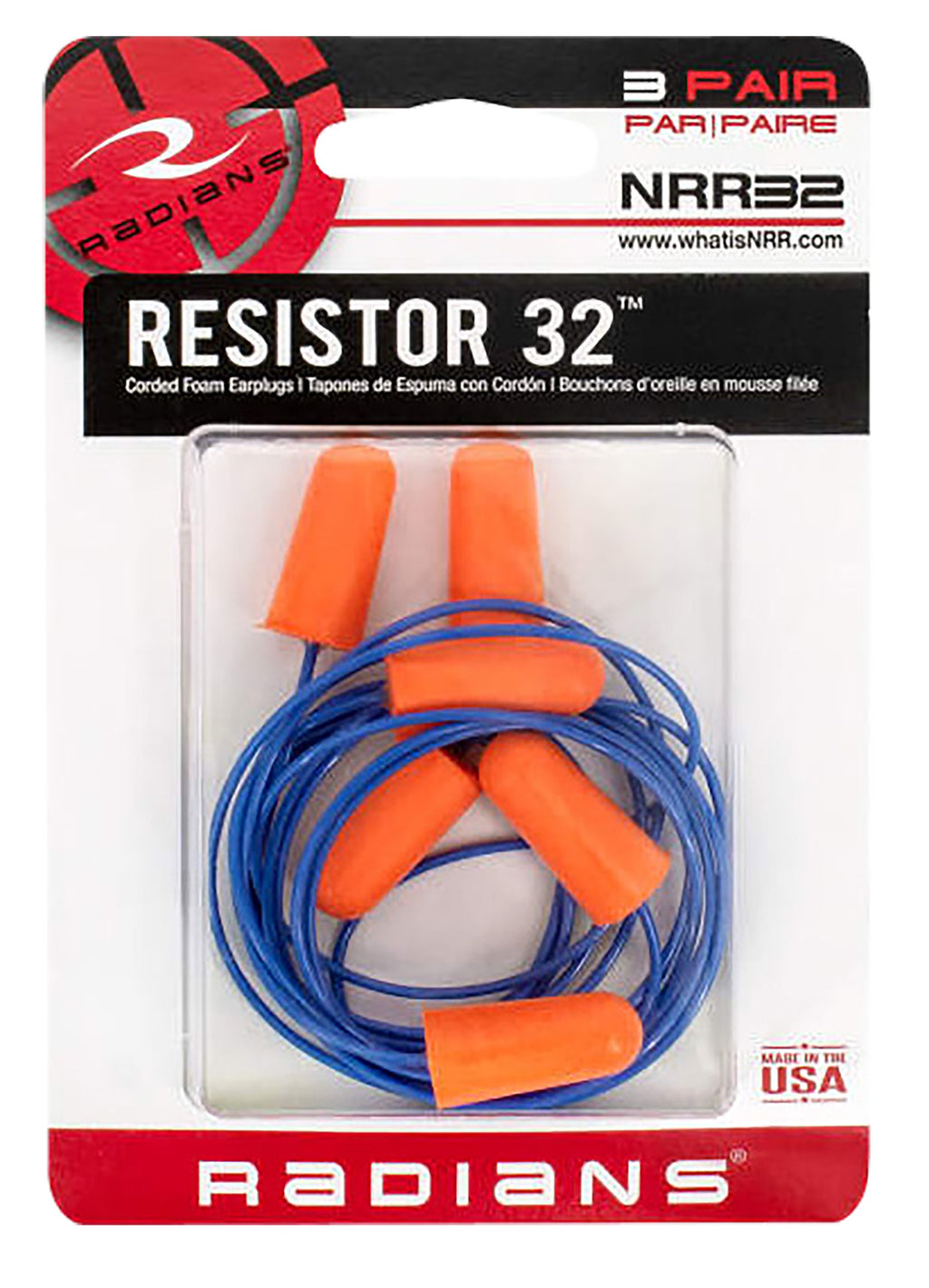 RAD FP8100BP    FOAM PLUGS CORDED 3PR