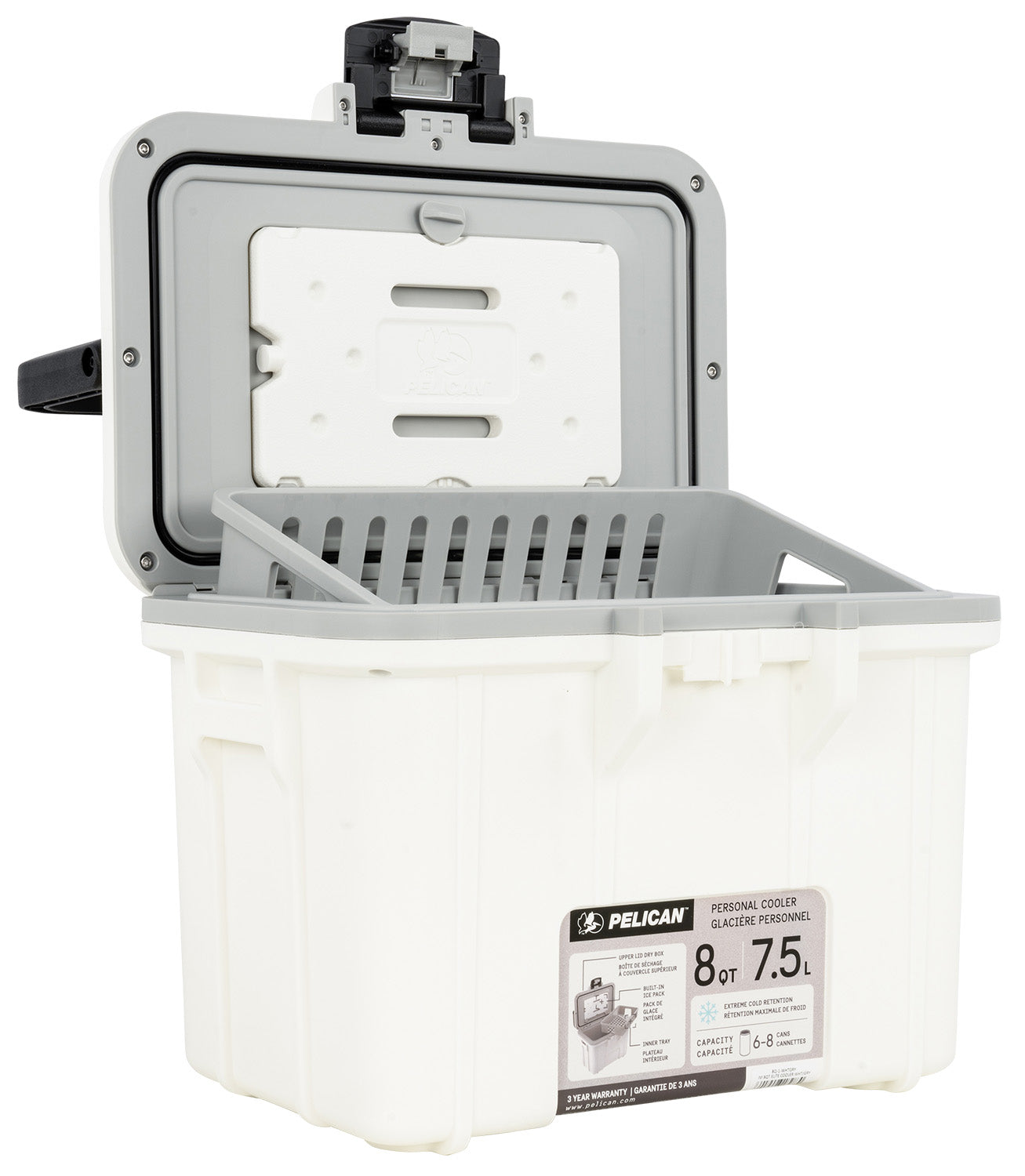 PELICAN 8Q-1-WHTGRY      8QT ELITE COOLER  WHT/GRY