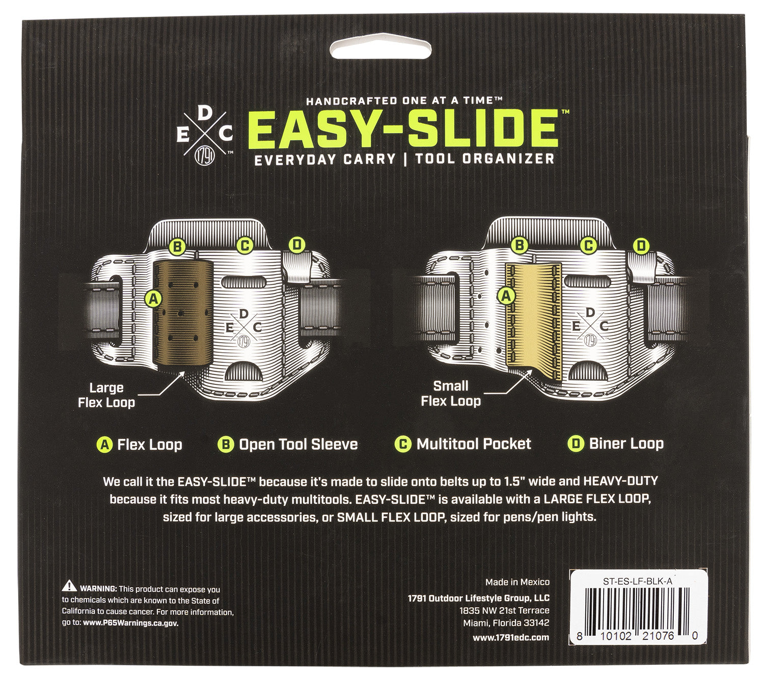 1791 ST-ES-LF-BLK-A  EDC STANDARD ESY SLIDE LG BLK