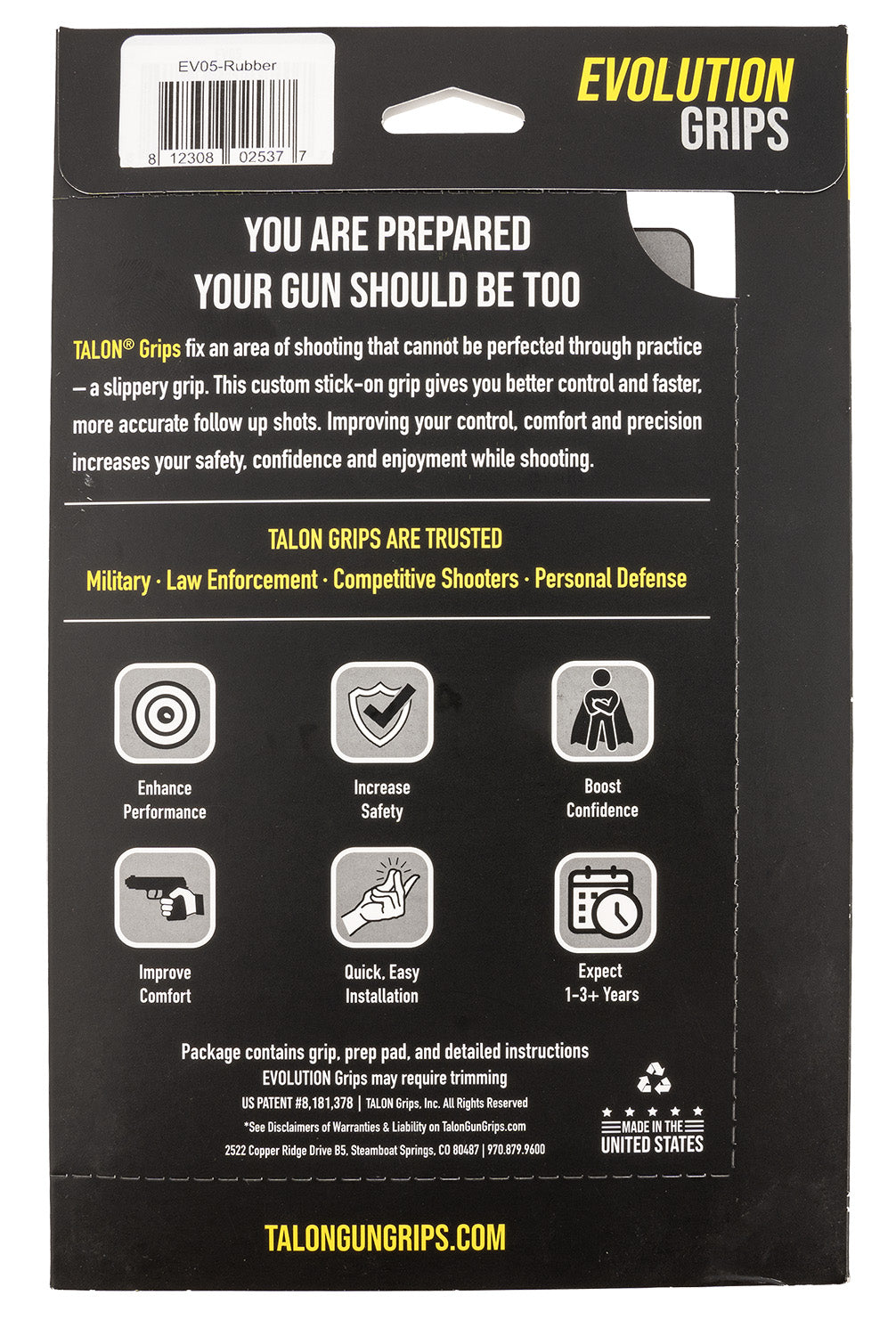 TALON EV05R S&amp;W SHIELD,M2.0       RUBBER