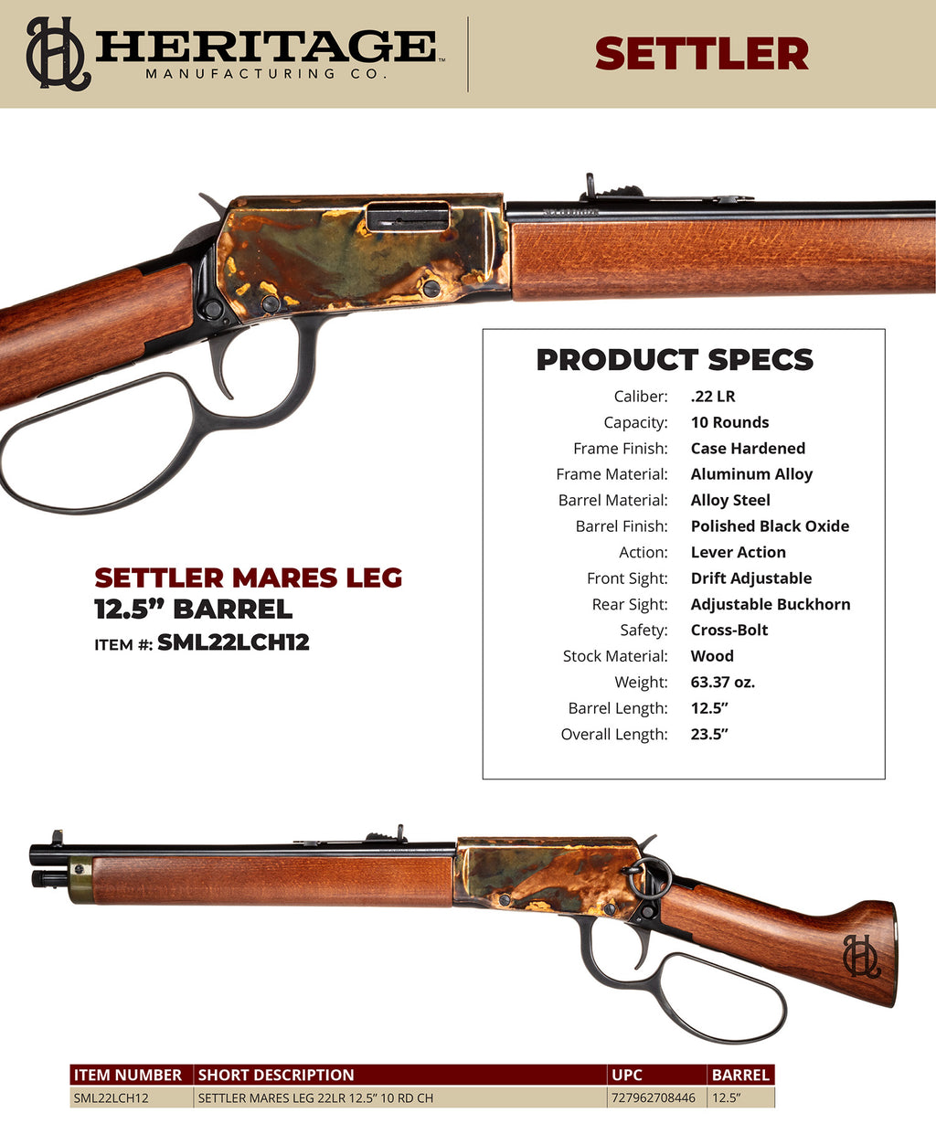 HER SML22LCH12   SETTLER MARES LG 22LR 12.5 10R CH