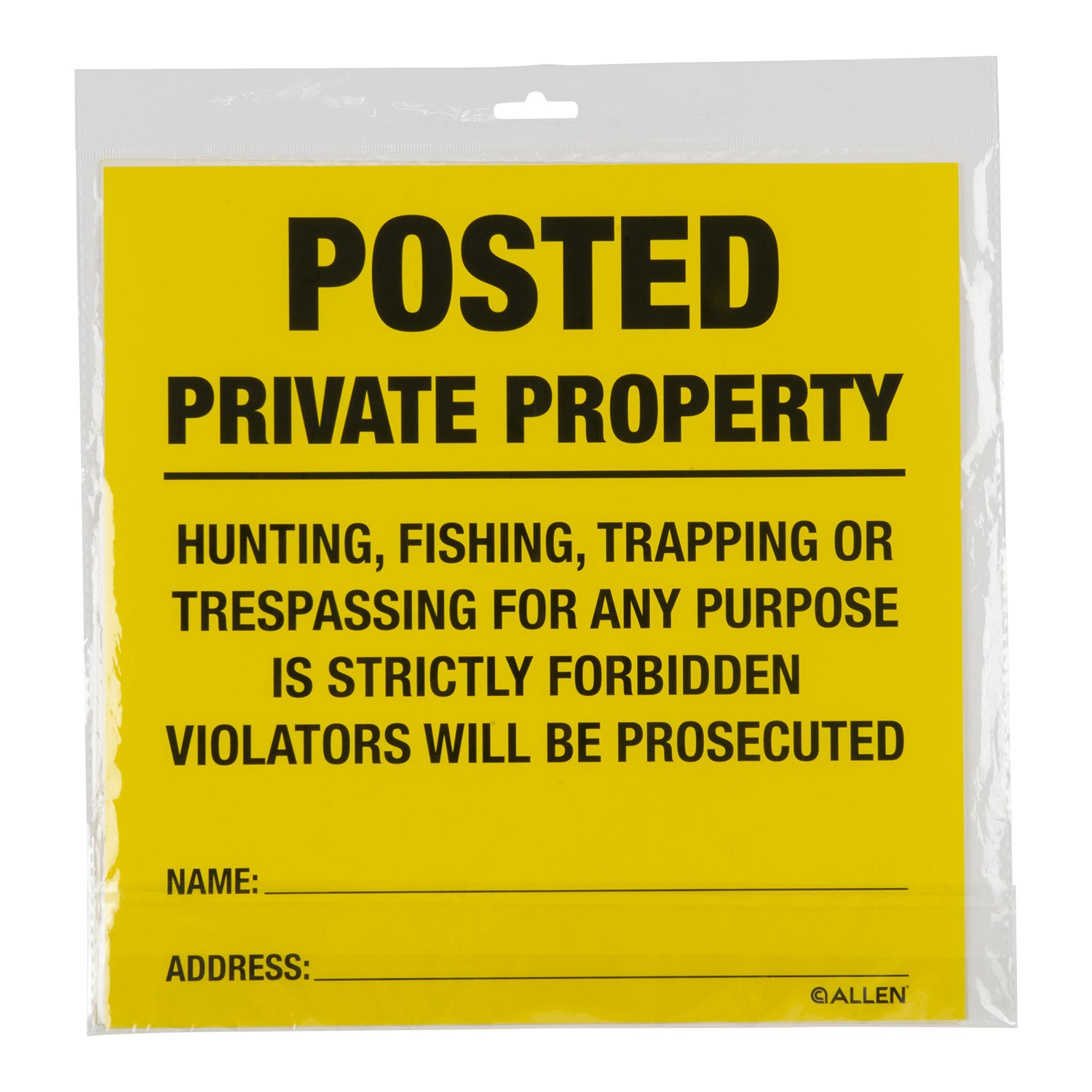 ALLEN 15824  POSTED NO TRESPASSING SIGN 12 PK