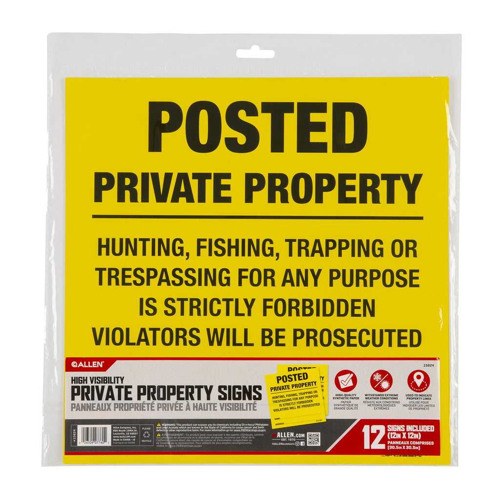 ALLEN 15824  POSTED NO TRESPASSING SIGN 12 PK