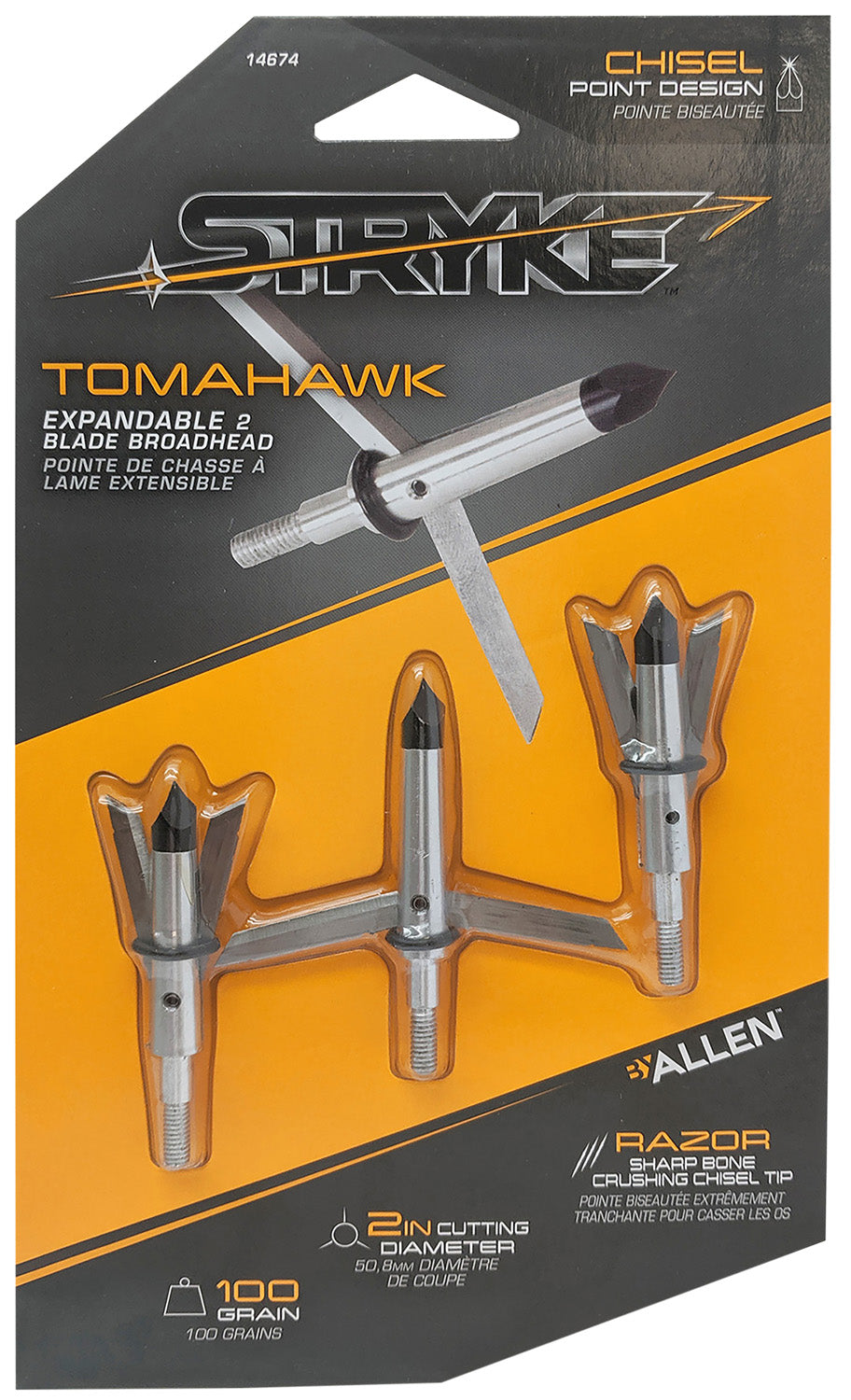 ALLEN 14674  TOMAHAWK EXPANDABLE BROADHD 100GR 3PK