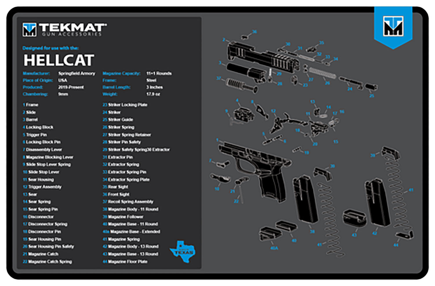 TEKMAT TEK-R17-HELLCATBLU    17X11 SPG HELLCAT BLU